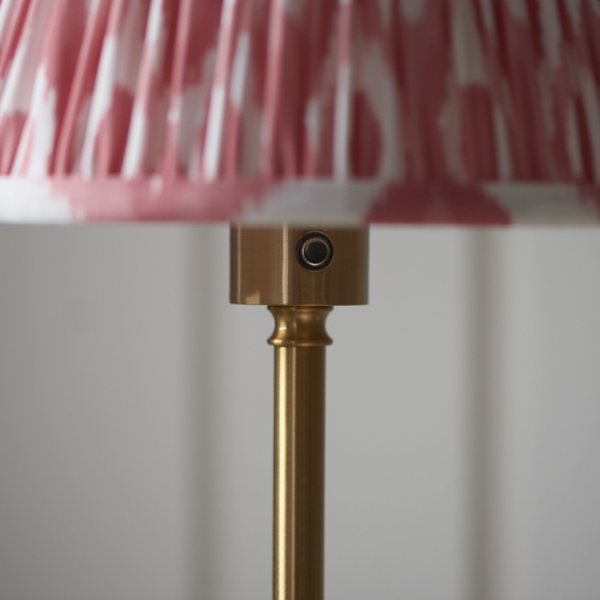 Endon Burley Rechargeable Floor Lamp & Ikat 25cm Coral Pink Shade