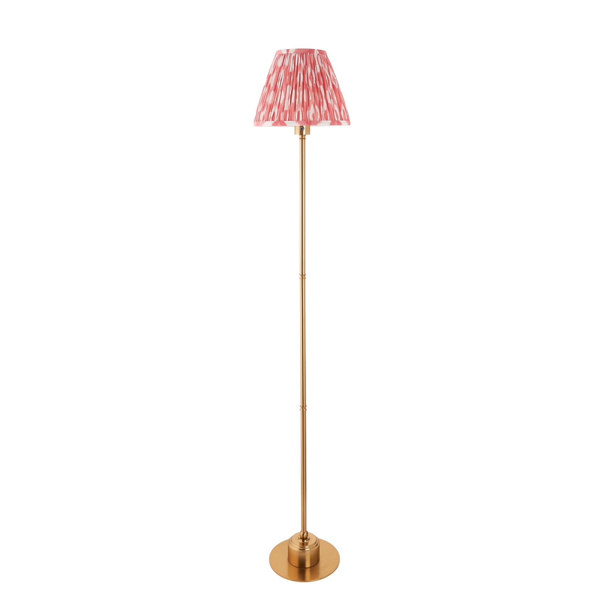 Endon Burley Rechargeable Floor Lamp & Ikat 25cm Coral Pink Shade