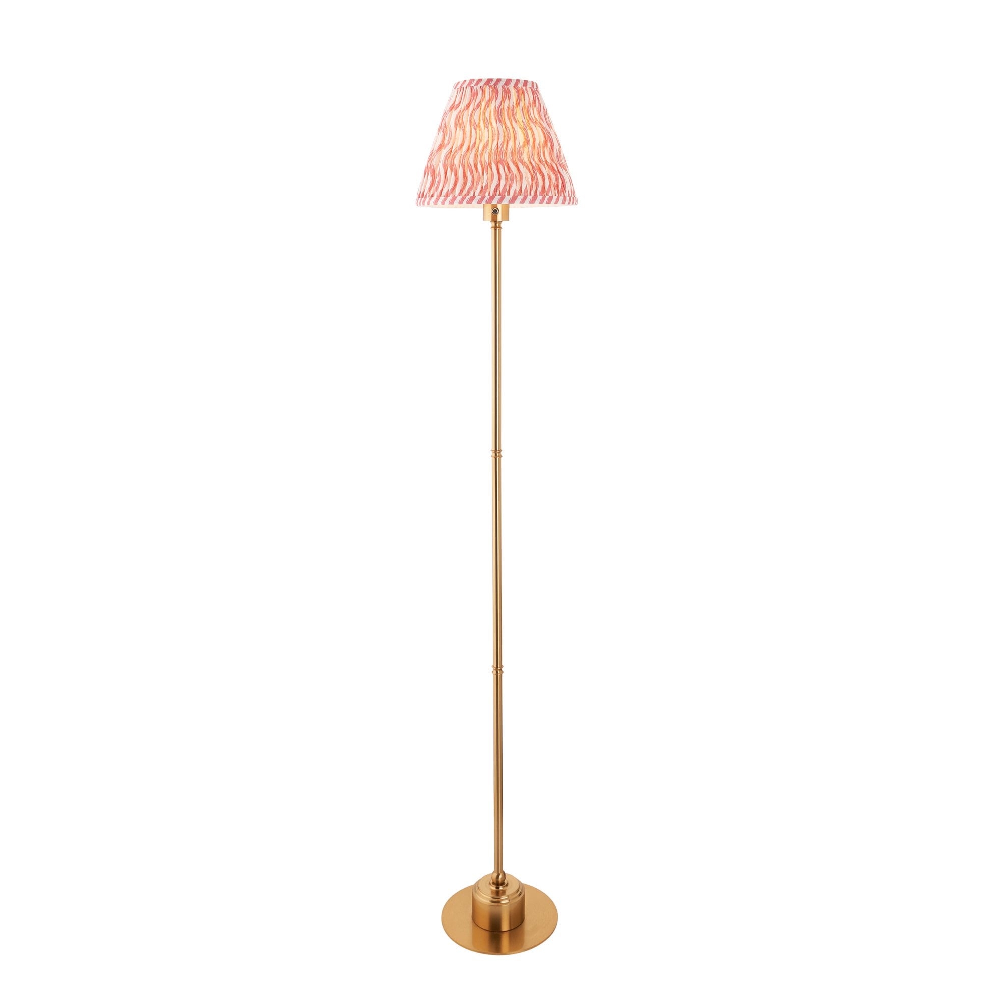 Endon Burley Rechargeable Floor Lamp & Ripple 25cm Coral Pink Shade
