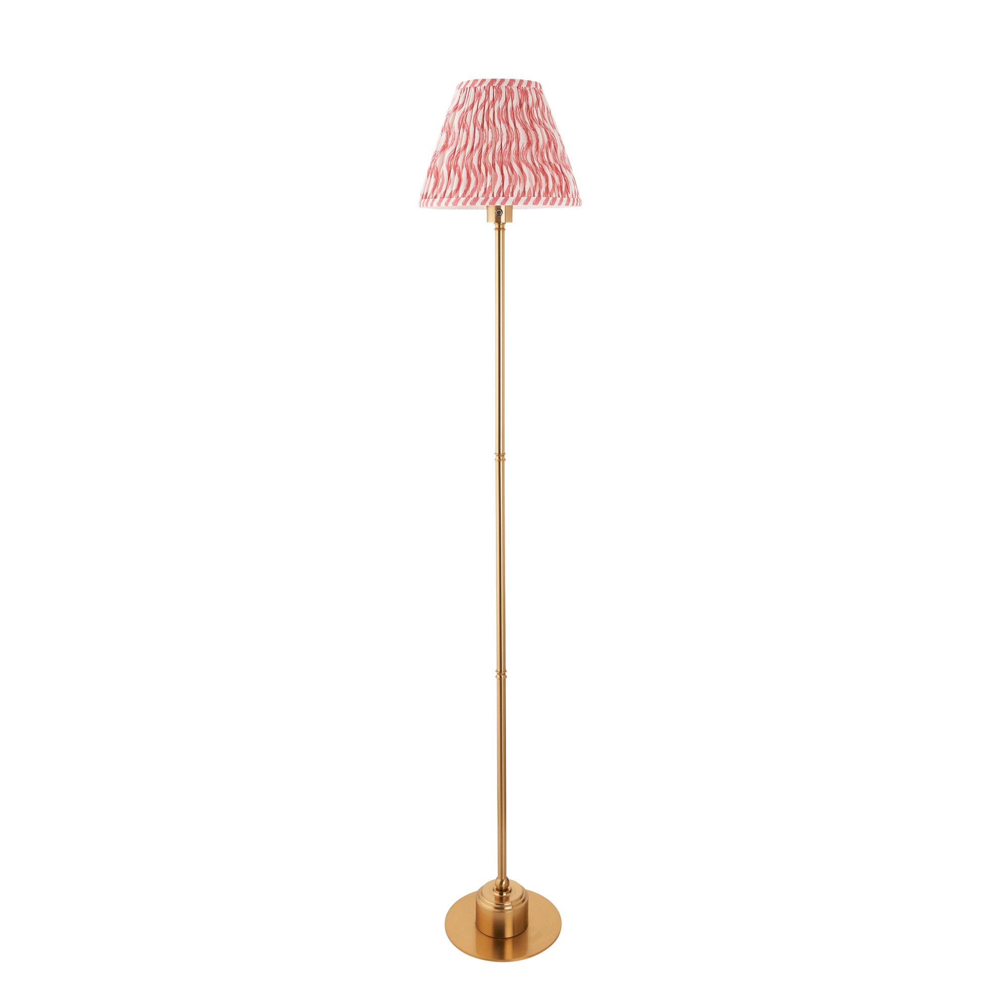 Endon Burley Rechargeable Floor Lamp & Ripple 25cm Coral Pink Shade