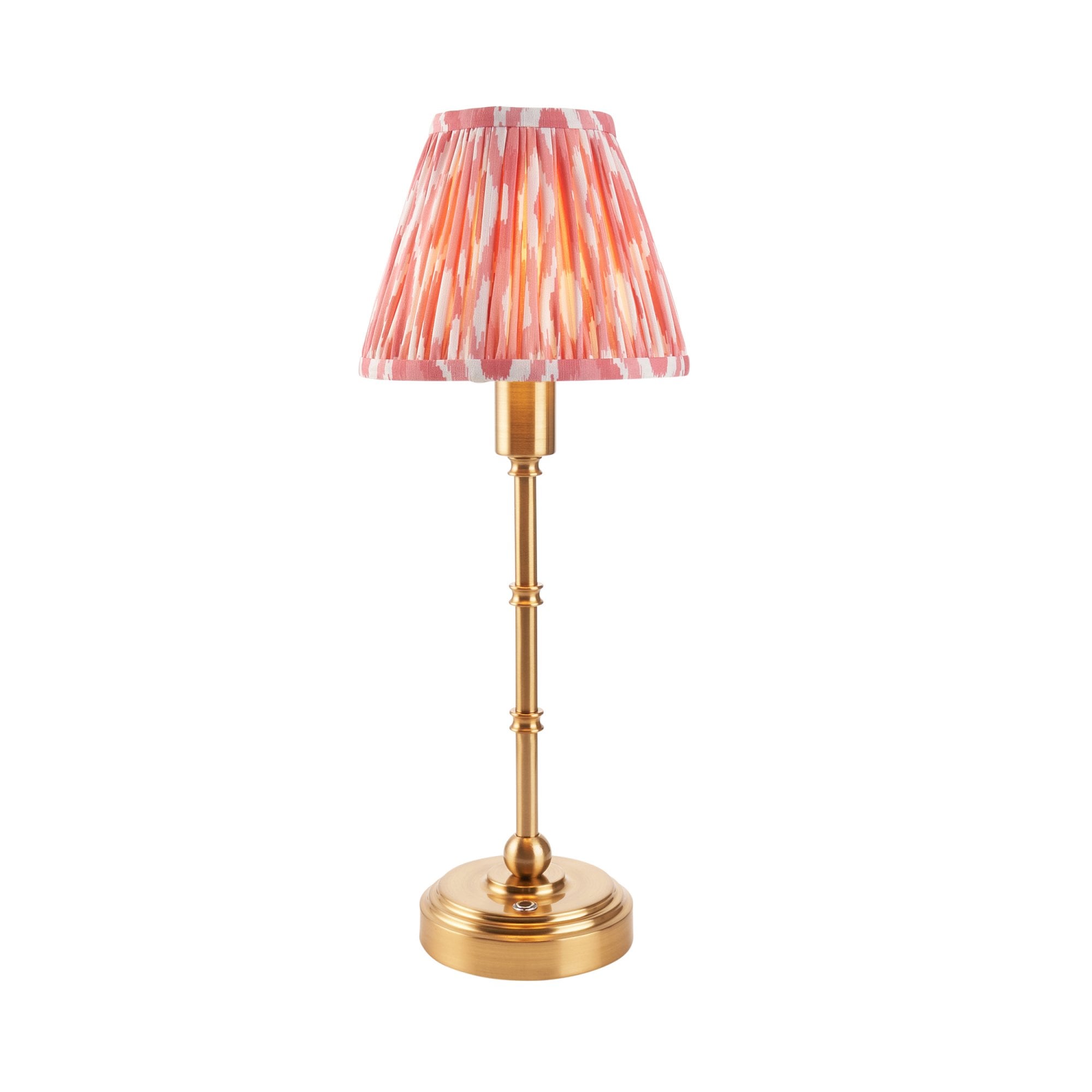 Endon Burley Rechargeable Table Lamp & Ikat 16cm Coral Pink Shade