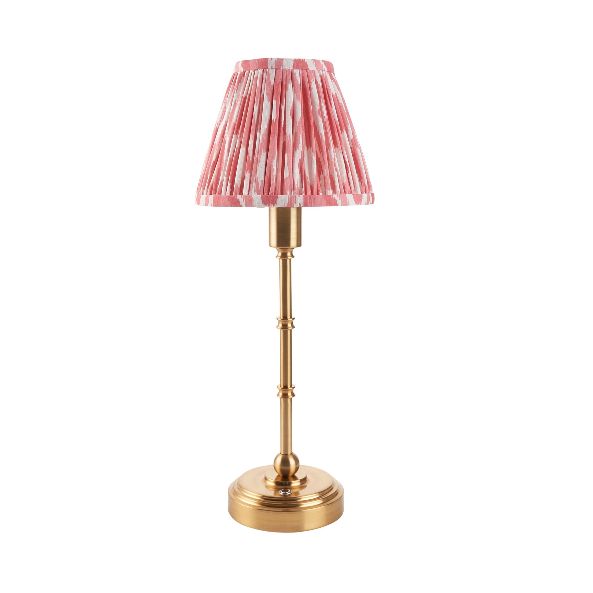 Endon Burley Rechargeable Table Lamp & Ikat 16cm Coral Pink Shade