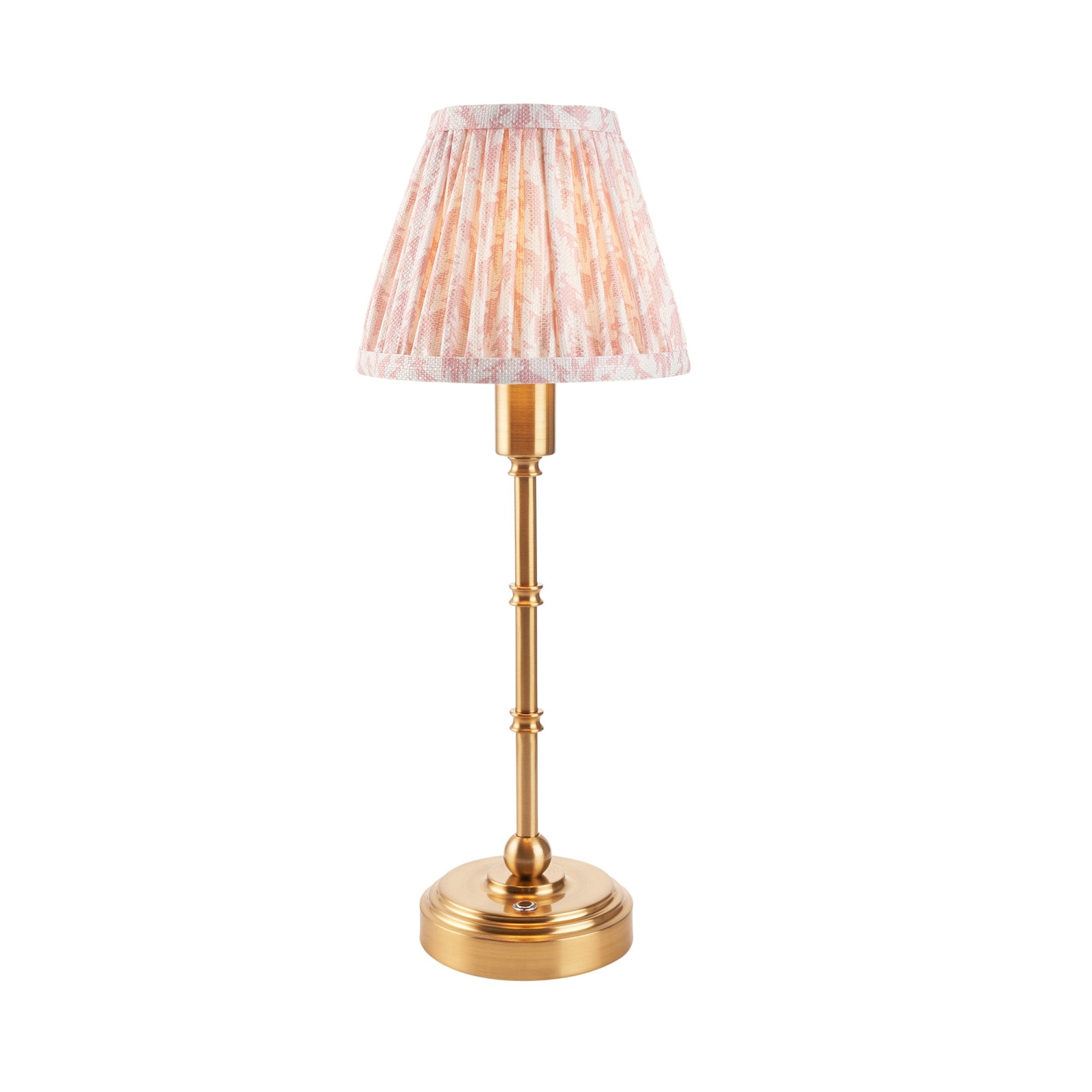 Endon Burley Rechargeable Table Lamp & Leaf 16cm Peachy Keen Shade
