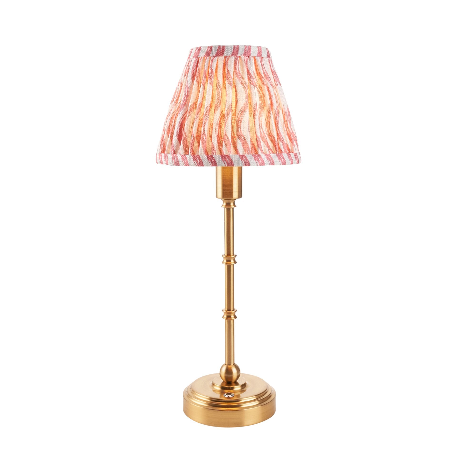 Endon Burley Rechargeable Table Lamp & Ripple 16cm Coral Pink Shade