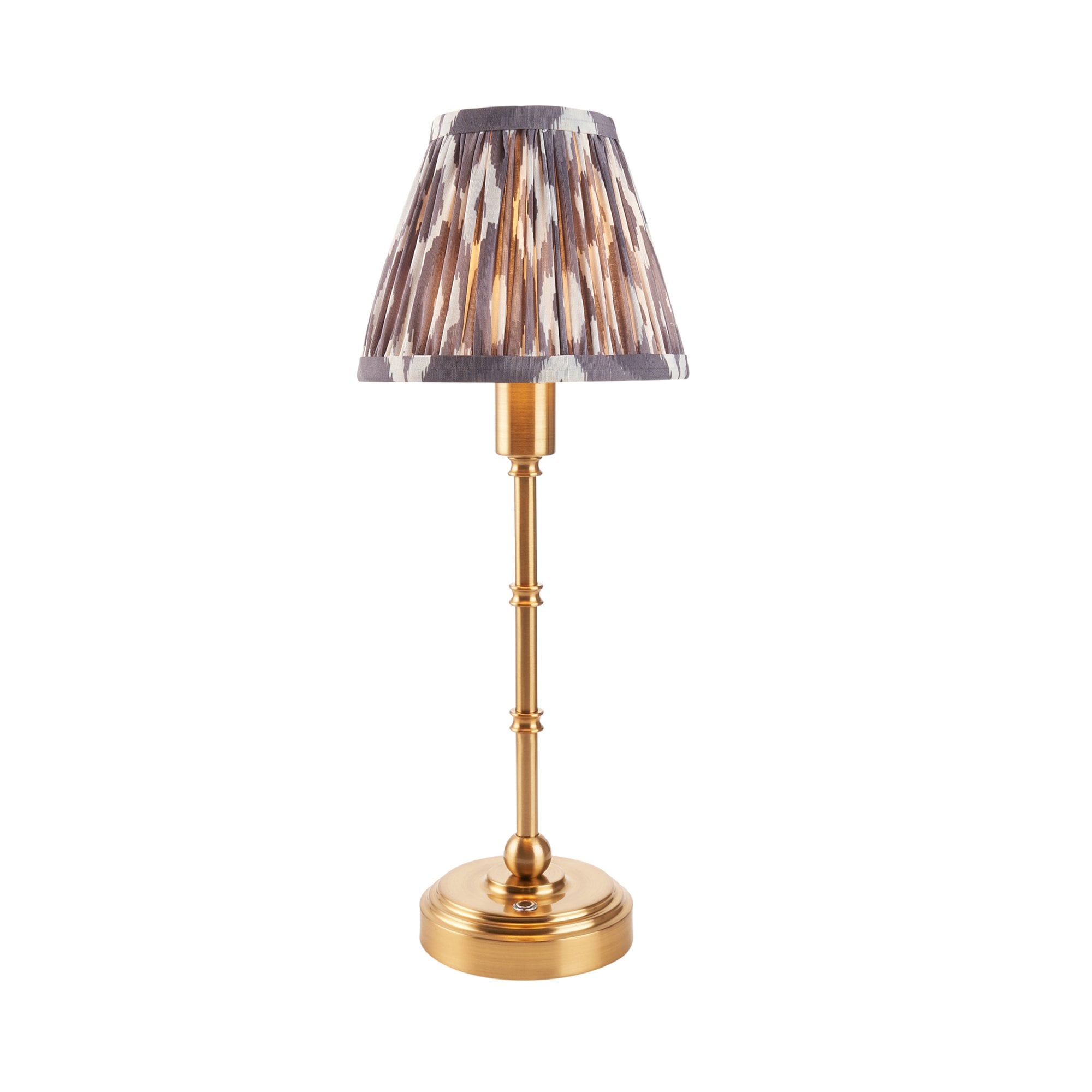 Endon Burley Rechargeable Table Lamp & Ikat 16cm Pearl Grey Shade