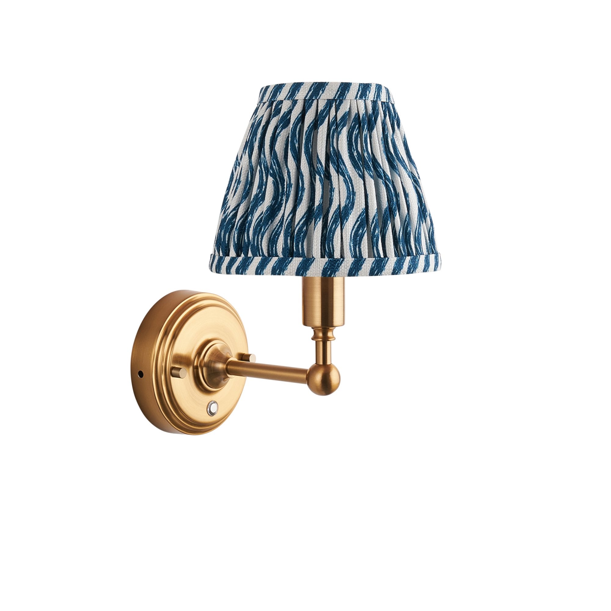 Endon Burley Rechargeable Wall Light & Ripple 16cm Marlin Blue Shade