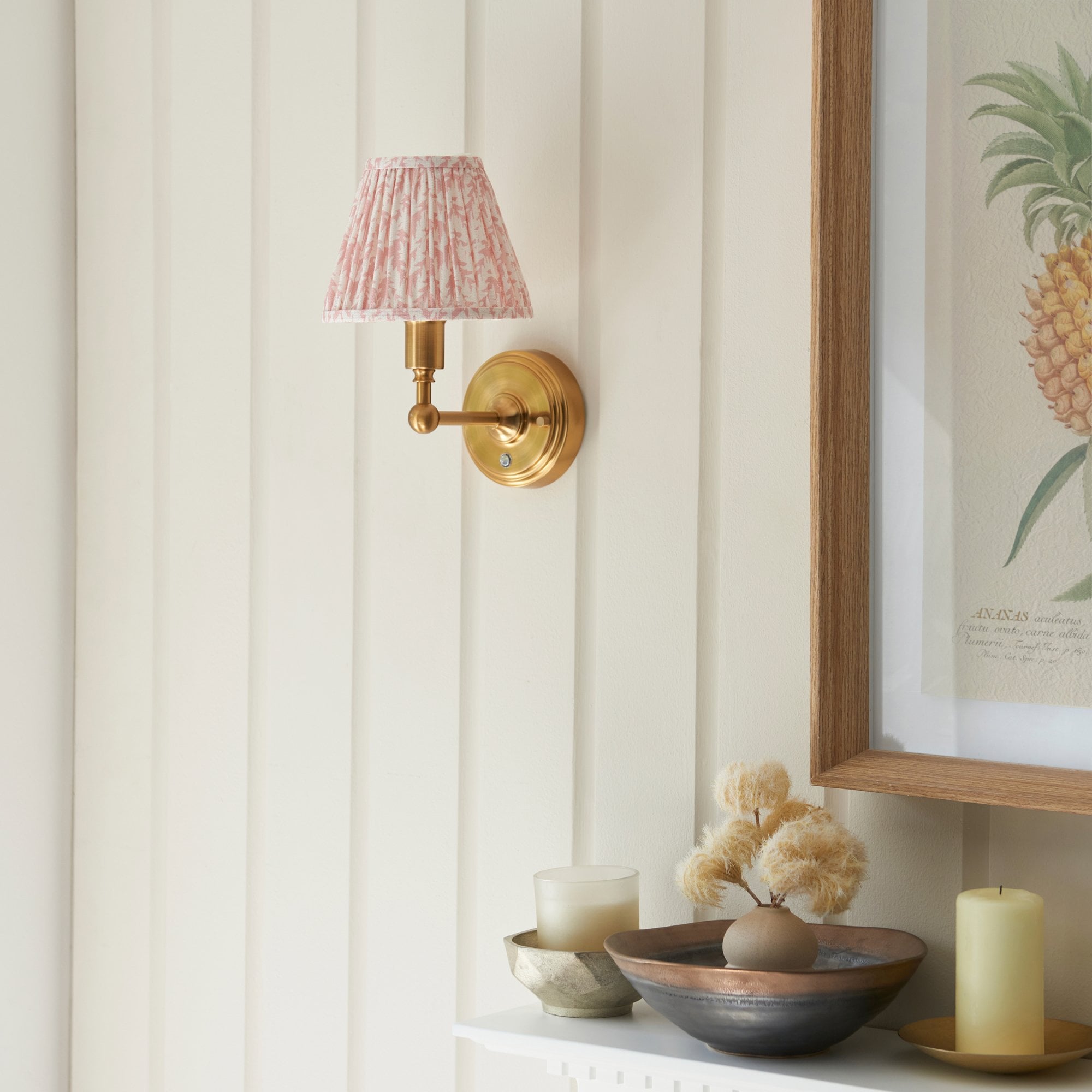 Endon Burley Rechargeable Wall Light & Leaf 16cm Peachy Keen Shade