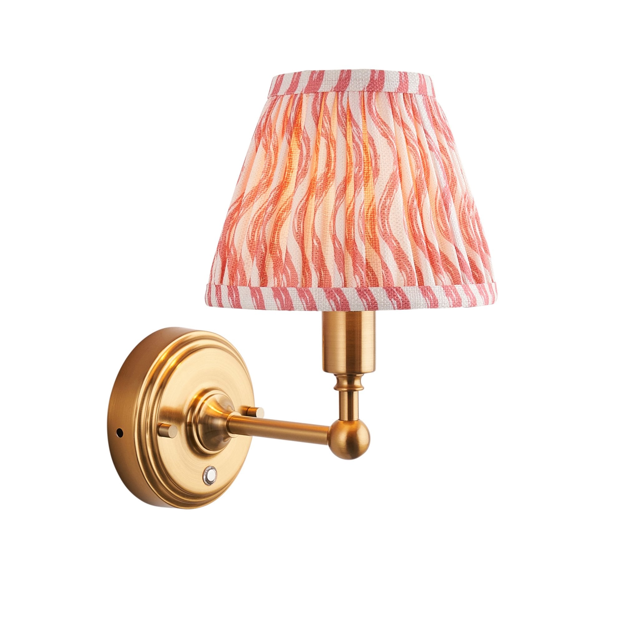 Endon Burley Rechargeable Wall Light & Ripple 16cm Coral Pink Shade