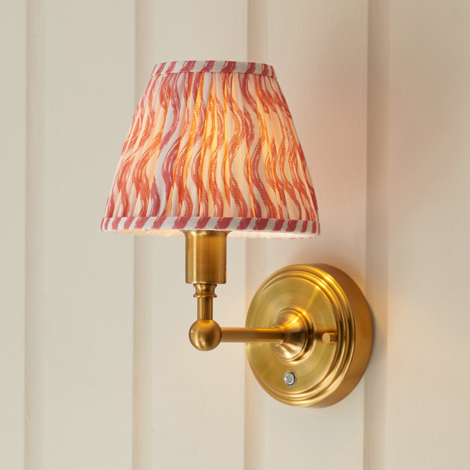 Endon Burley Rechargeable Wall Light & Ripple 16cm Coral Pink Shade