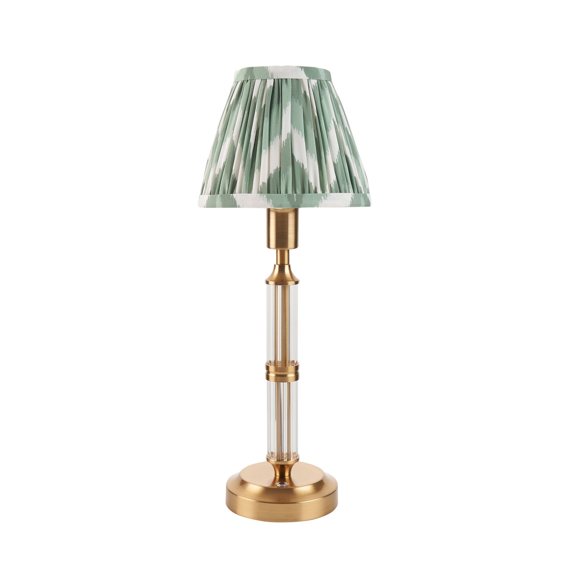 Endon Morton Rechargeable Table Lamp & Zigzag 16cm Cotswold Green Shade