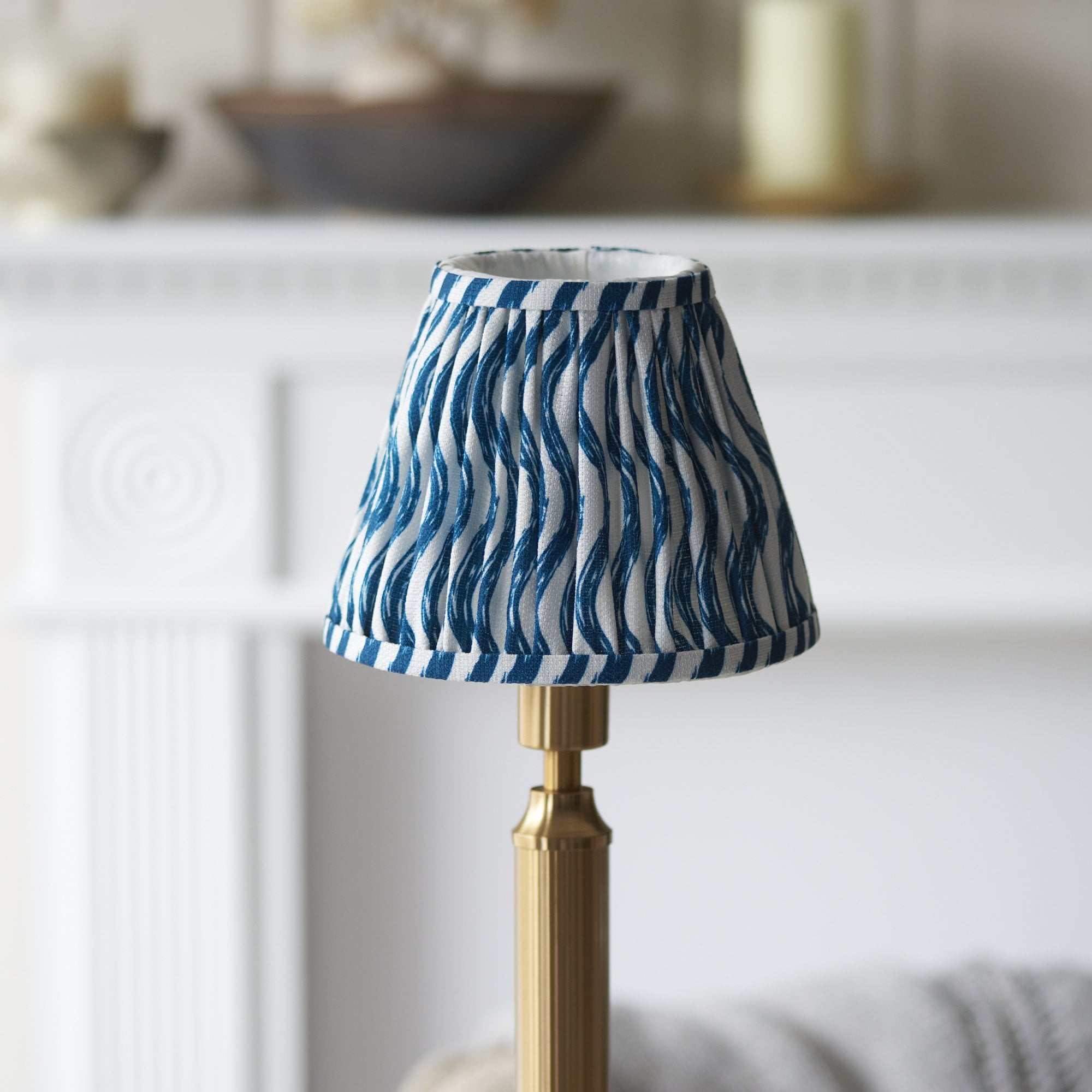 Endon Trobridge Rechargeable Table Lamp & Ripple 16cm Marlin Blue Shade