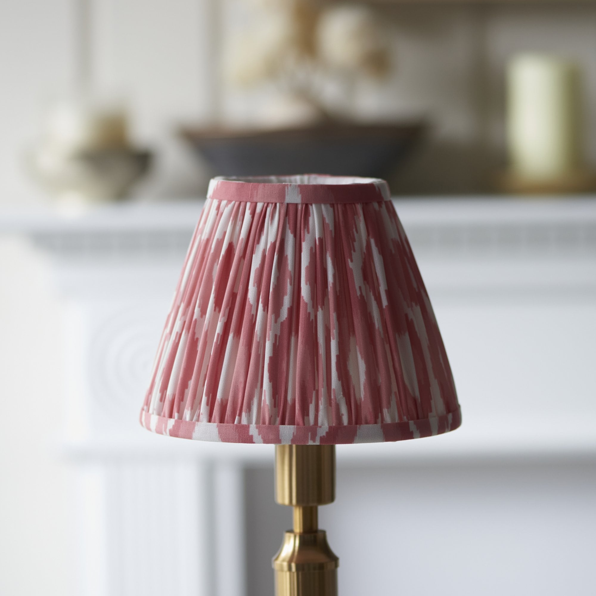 Endon Trobridge Rechargeable Table Lamp & Ikat 16cm Coral Pink Shade