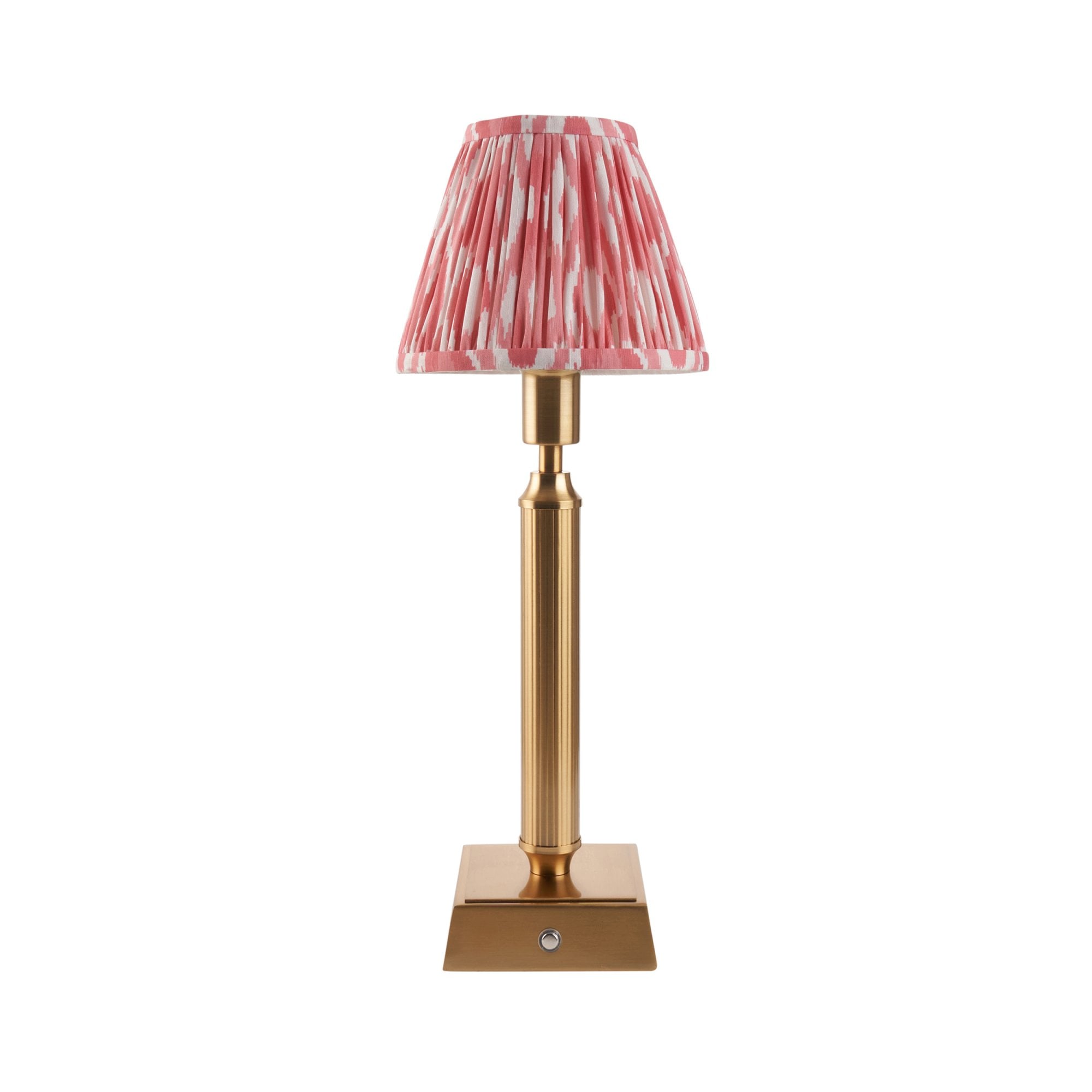 Endon Trobridge Rechargeable Table Lamp & Ikat 16cm Coral Pink Shade