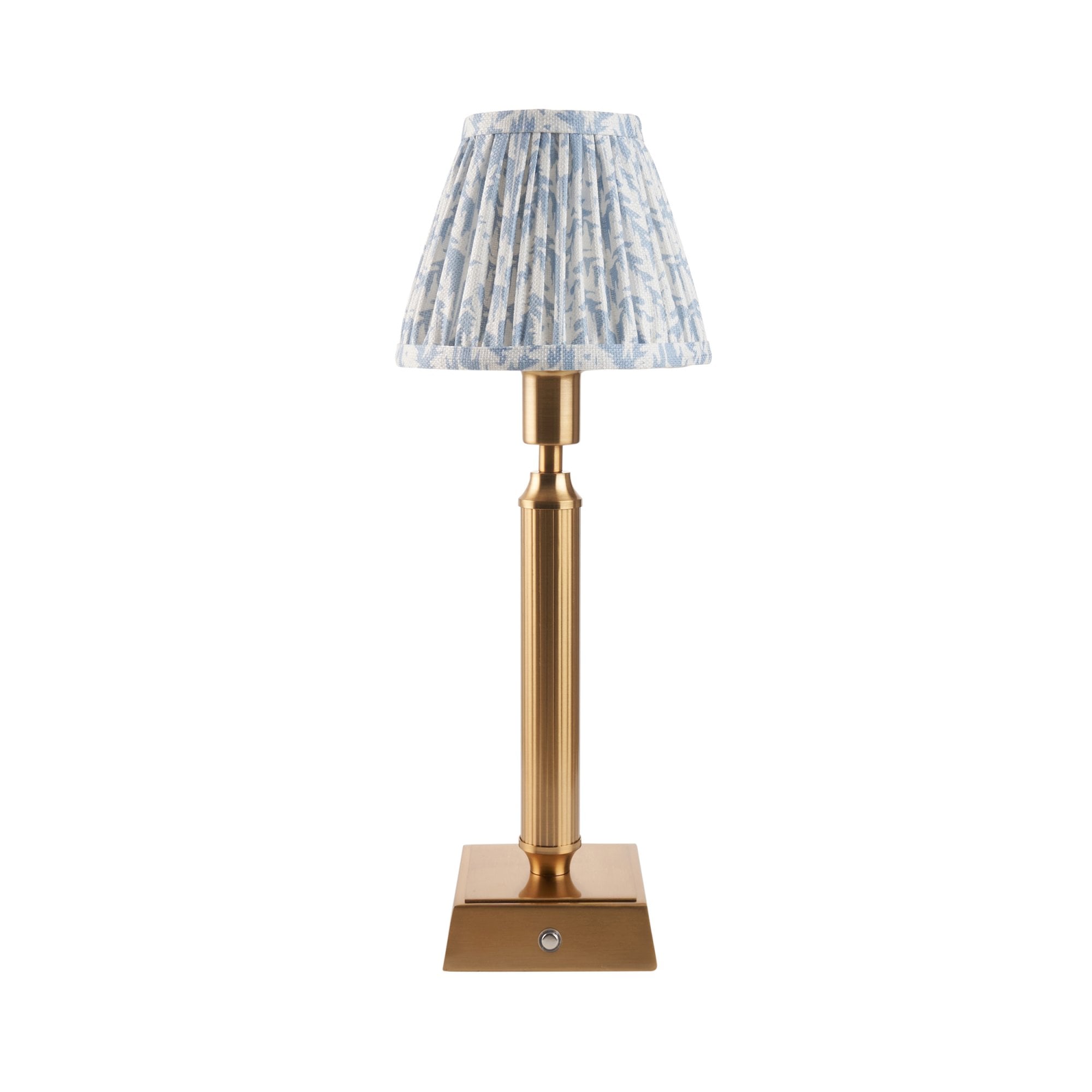 Endon Trobridge Rechargeable Table Lamp & Leaf 16cm Shell Bay Blue Shade