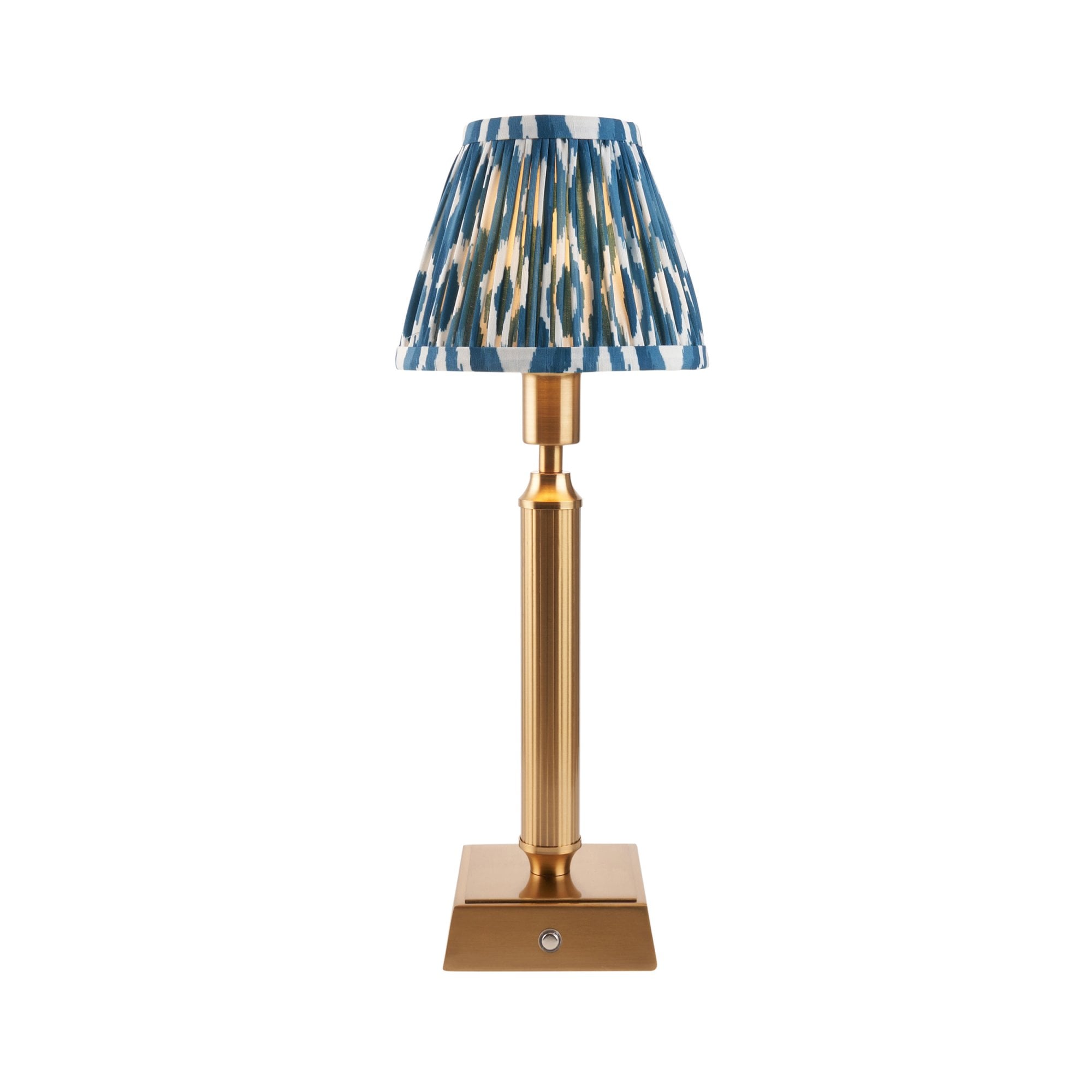 Endon Trobridge Rechargeable Table Lamp & Ikat 16cm Marlin Blue Shade