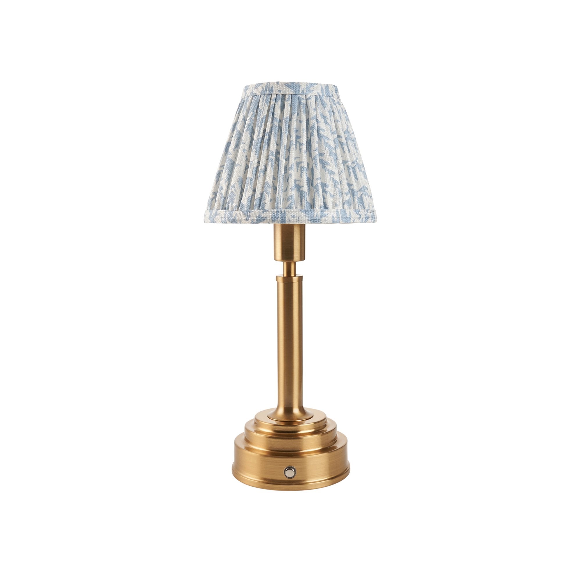 Endon Upton Rechargeable Table Lamp & Leaf 16cm Shell Bay Blue Shade