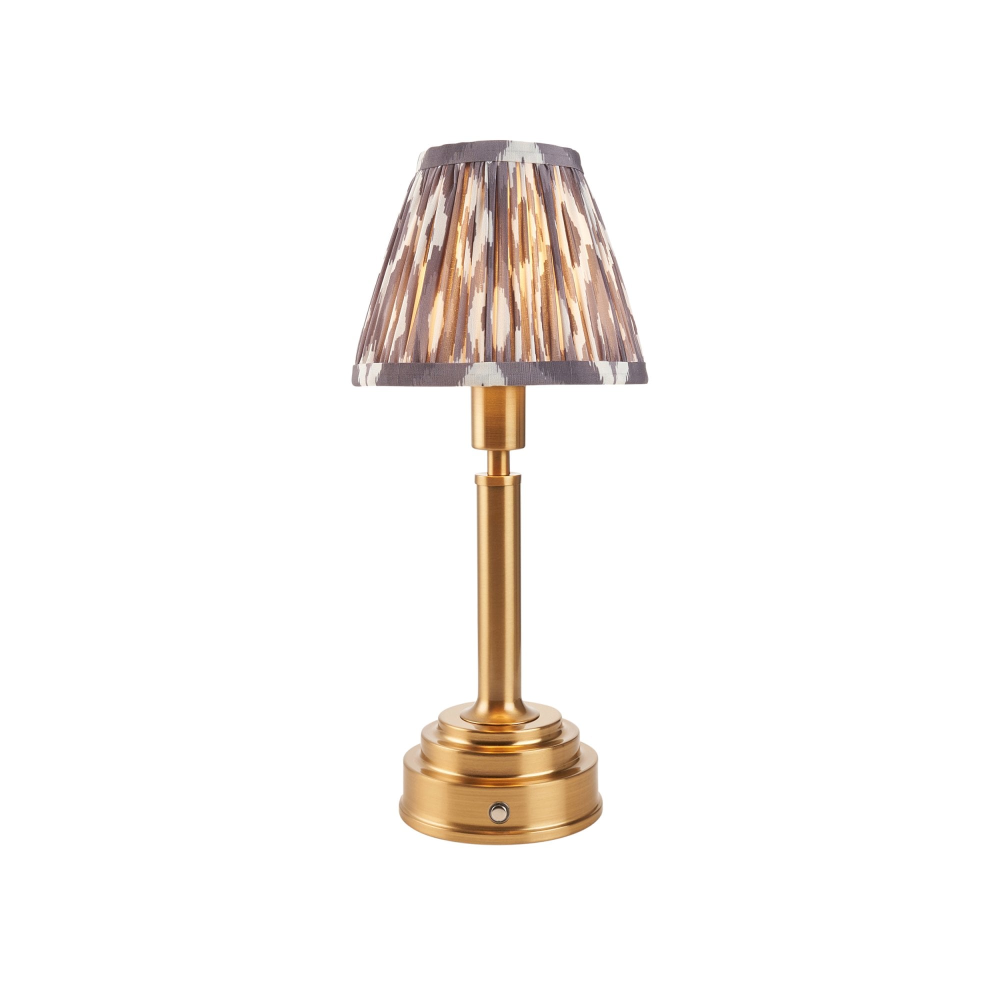 Endon Upton Rechargeable Table Lamp & Ikat 16cm Pearl Grey Shade