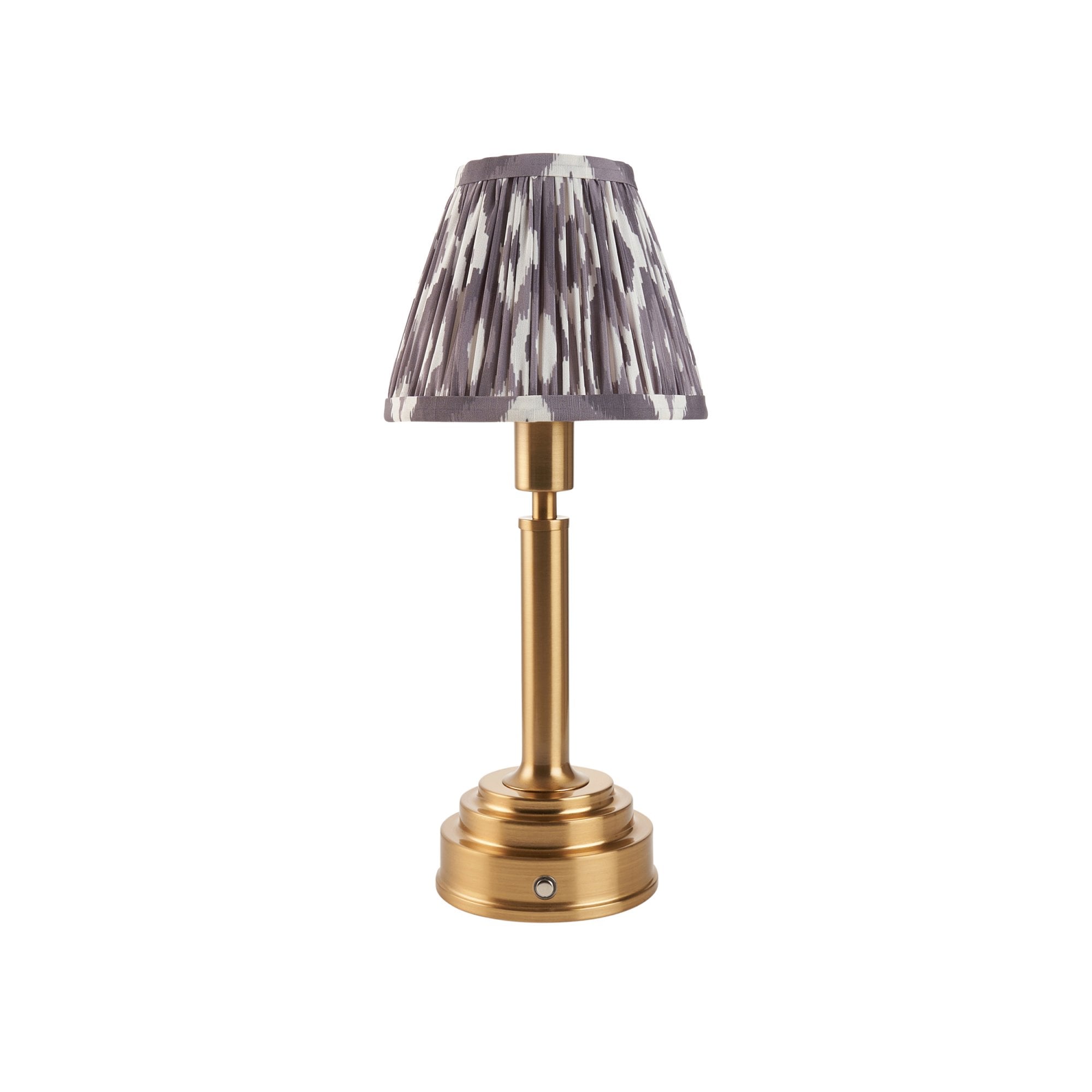 Endon Upton Rechargeable Table Lamp & Ikat 16cm Pearl Grey Shade