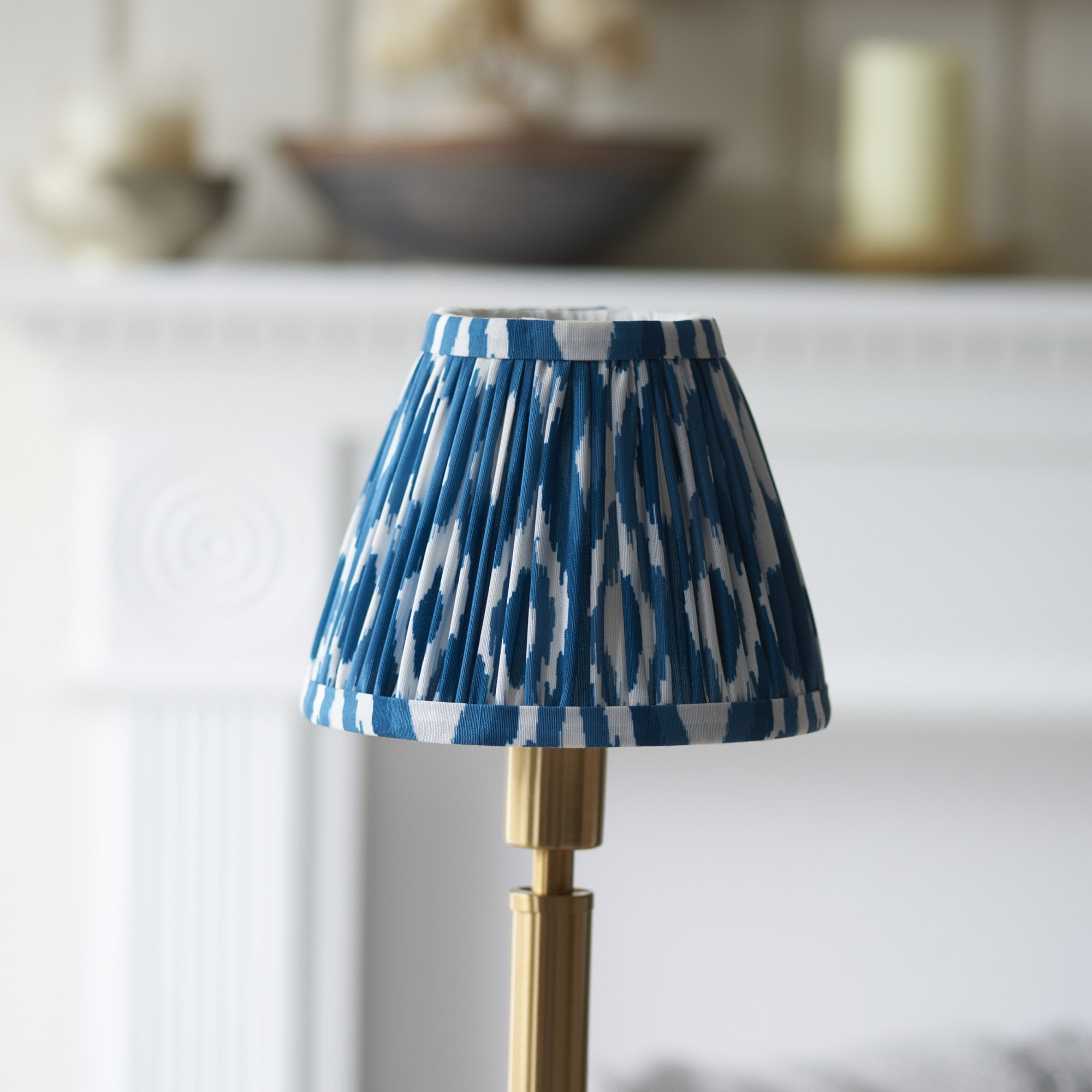 Endon Upton Rechargeable Table Lamp & Ikat 16cm Marlin Blue Shade