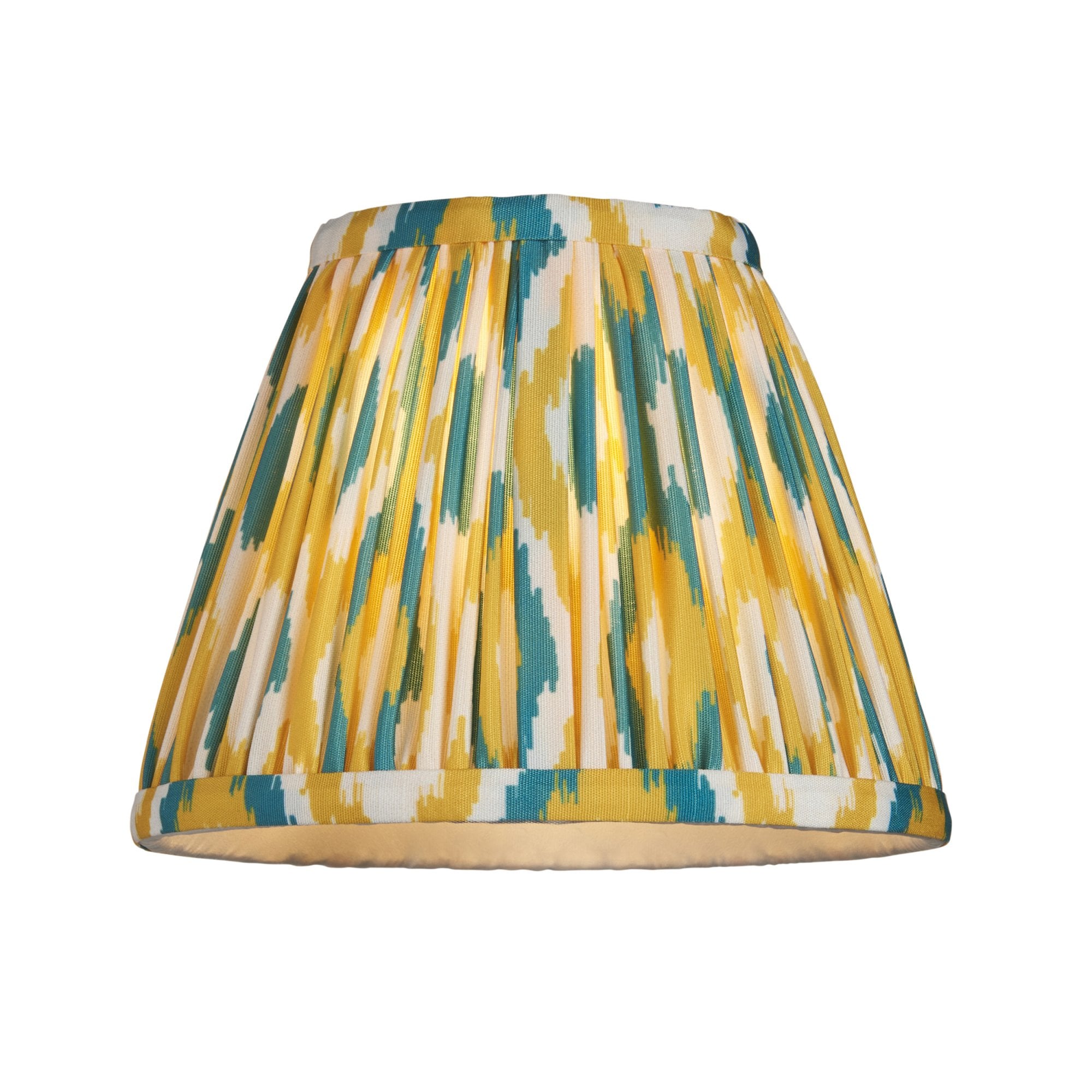 Endon Upton Rechargeable Table Lamp & Ikat 16cm Yellow & Jade Shade