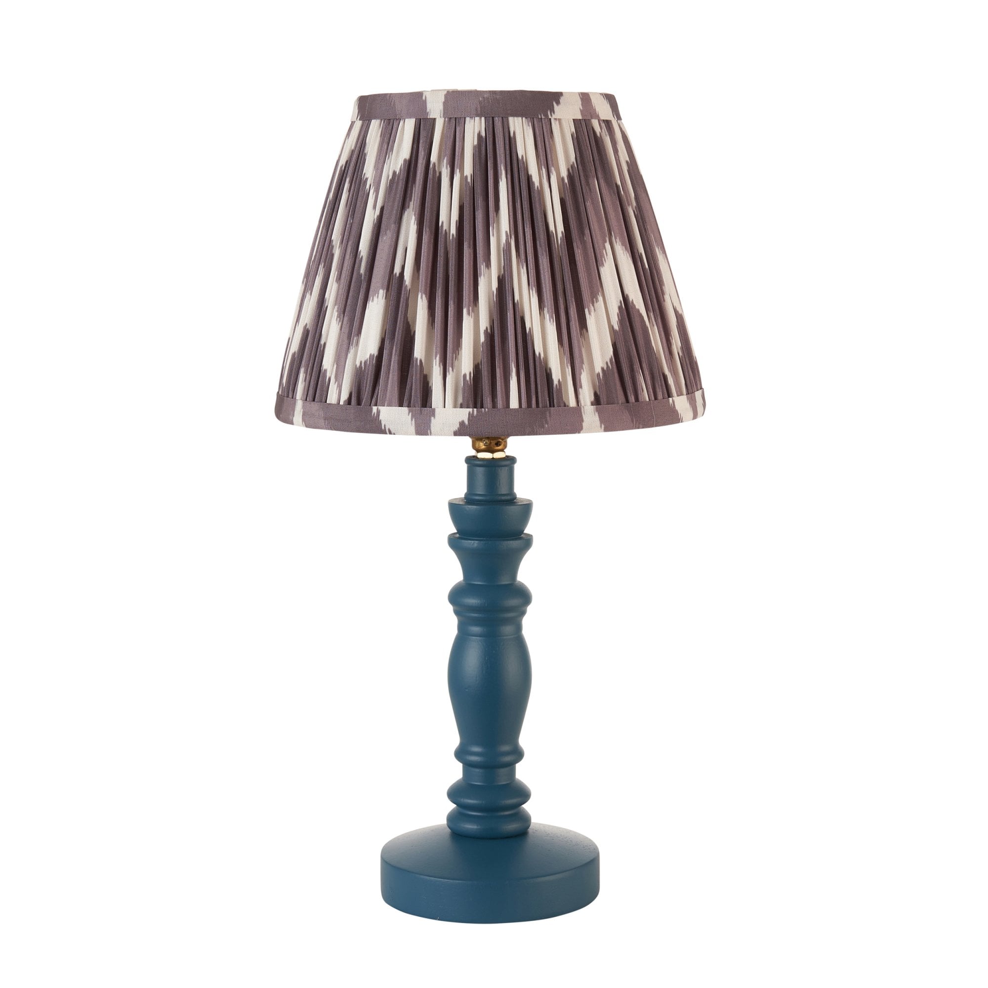 Endon Bibury Satin Marlin Blue Table Lamp & Zigzag 20cm Pearl Grey Shade