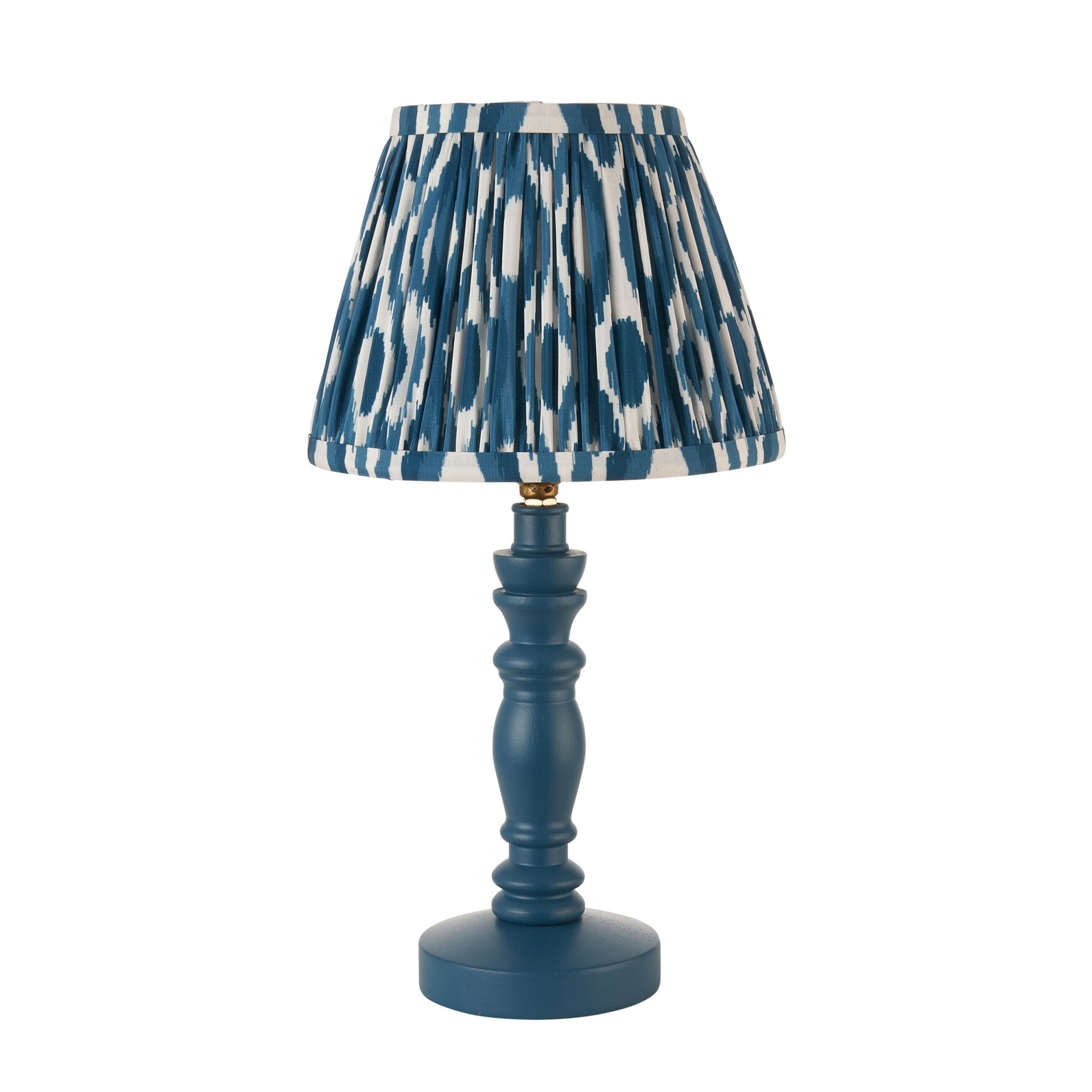 Endon Bibury Satin Marlin Blue Table Lamp & Ikat 20cm Marlin Blue Shade