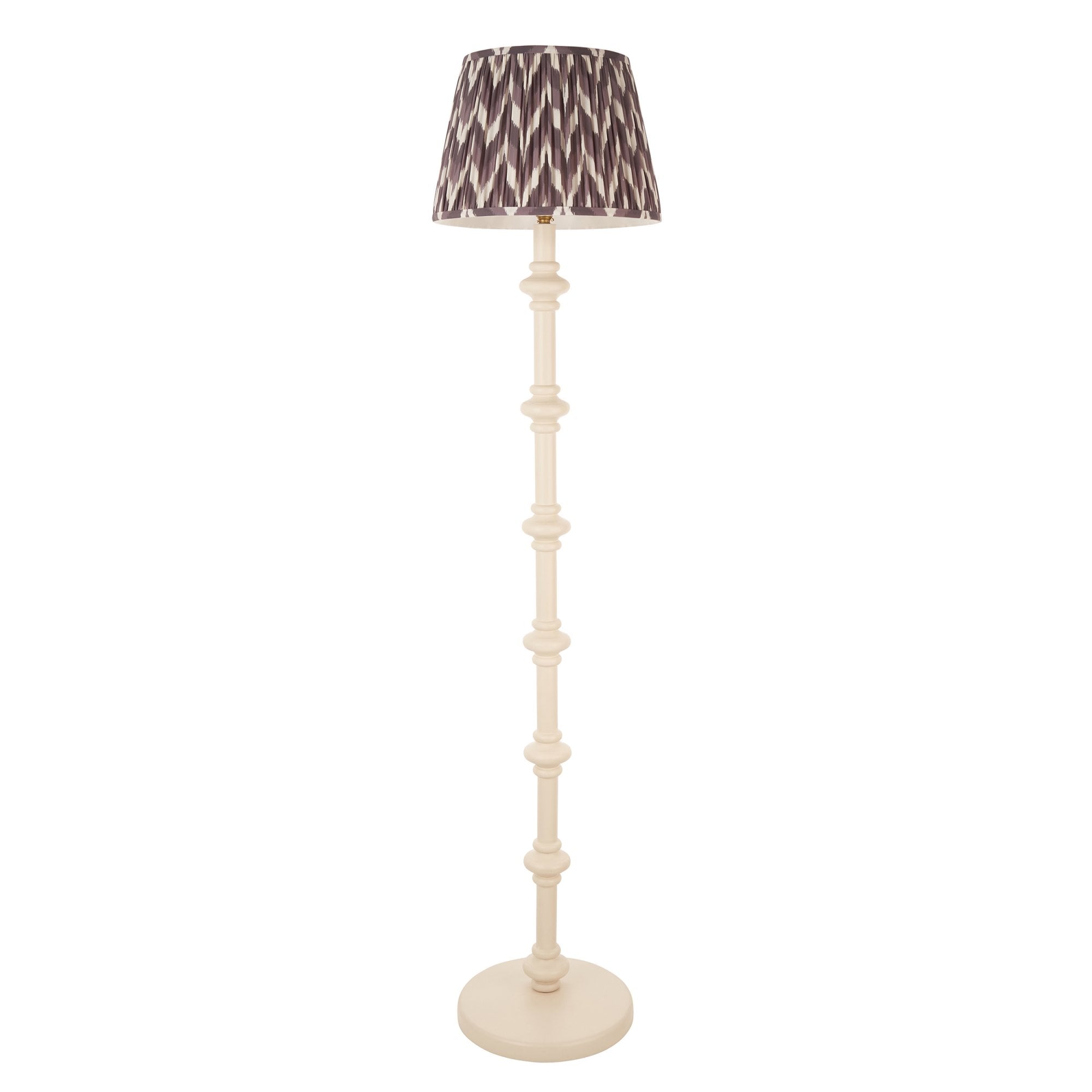 Endon Carnaby Satin Almond White Floor Lamp & Zigzag 35cm Pearl Grey Shade