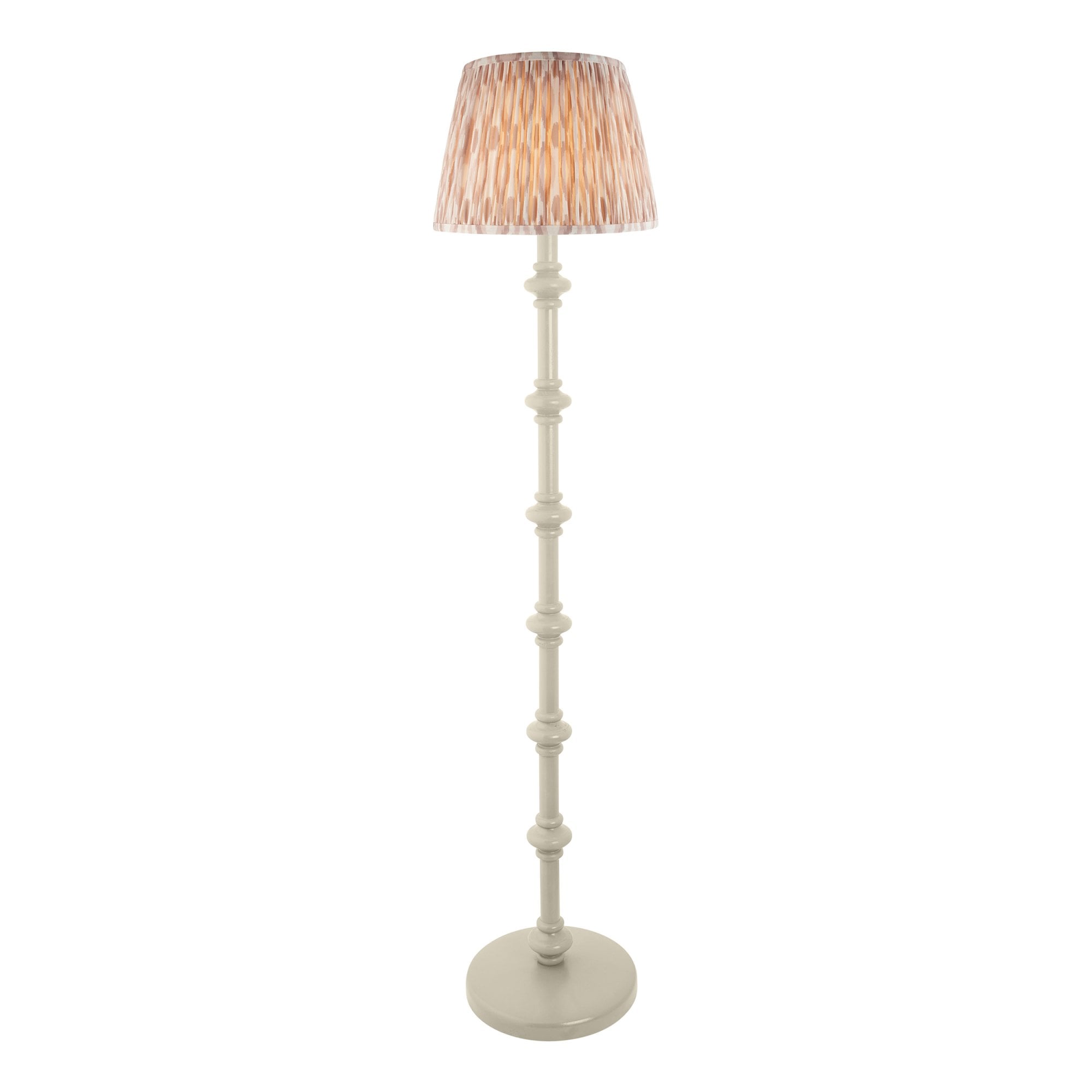 Endon Carnaby Satin Almond White Floor Lamp & Ikat 35cm Neutral Shade