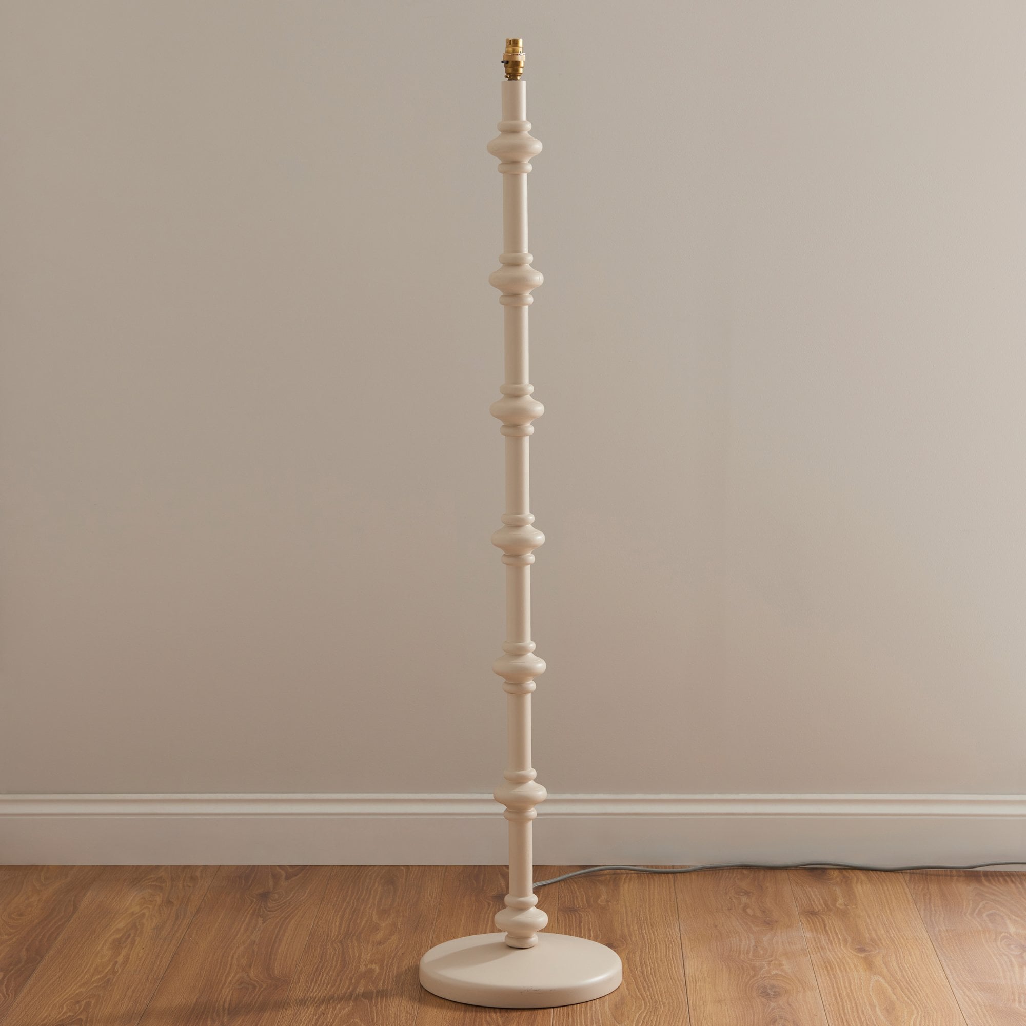 Endon Carnaby Satin Almond White Floor Lamp & Ikat 35cm Neutral Shade