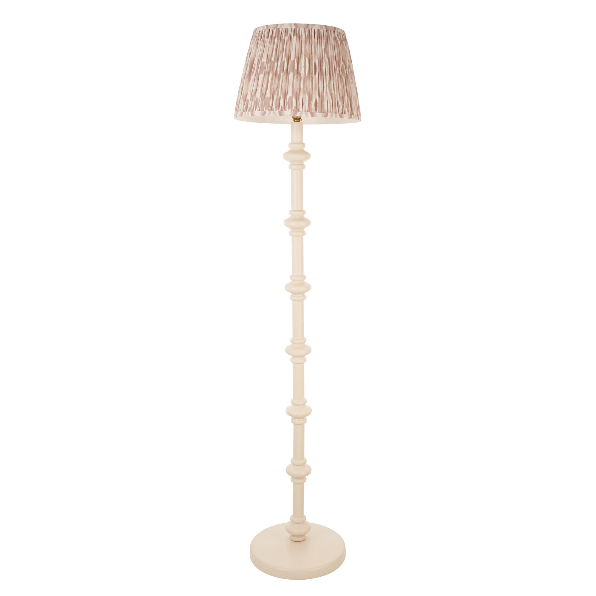 Endon Carnaby Satin Almond White Floor Lamp & Ikat 35cm Neutral Shade