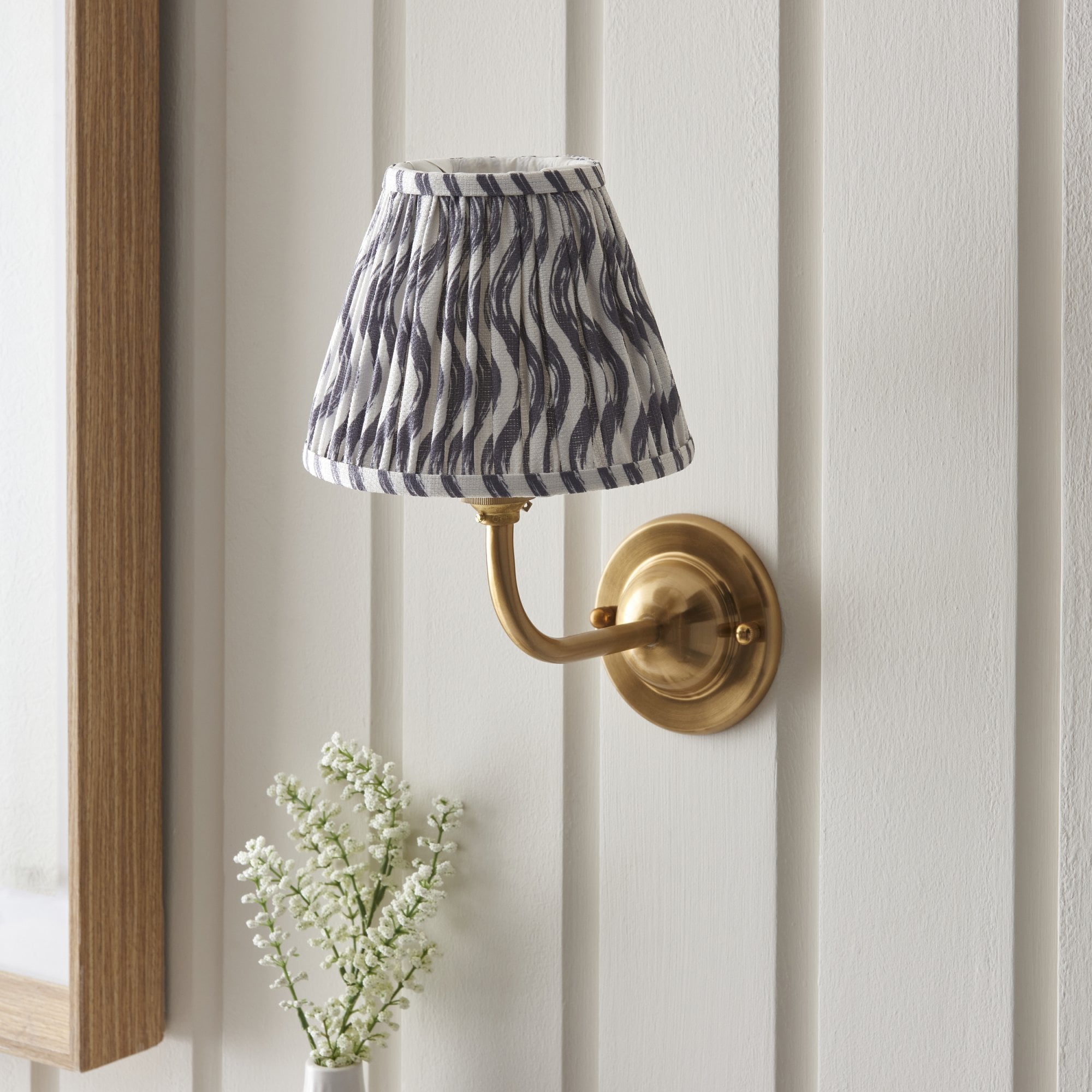 Endon Dome Arc Wall Light & Ripple 16cm Pearl Grey Shade