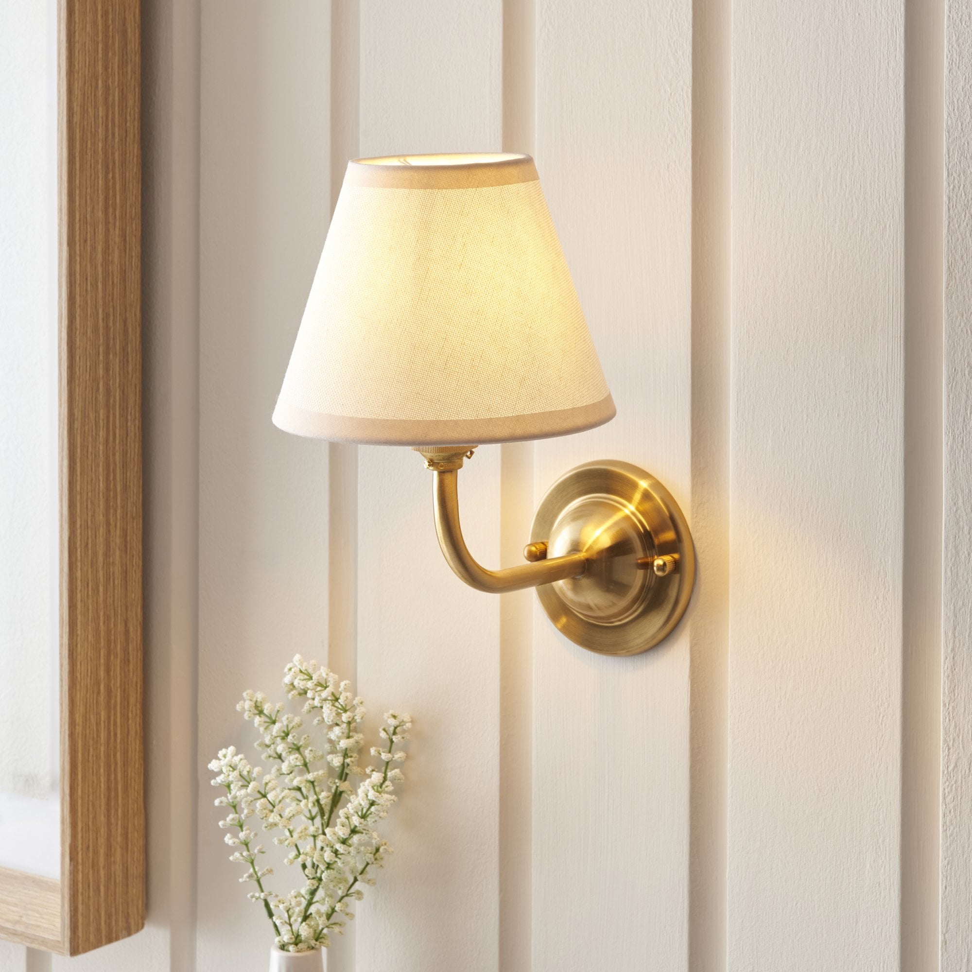 Endon Dome Arc Wall Light & Ivy 16cm Vintage White Shade