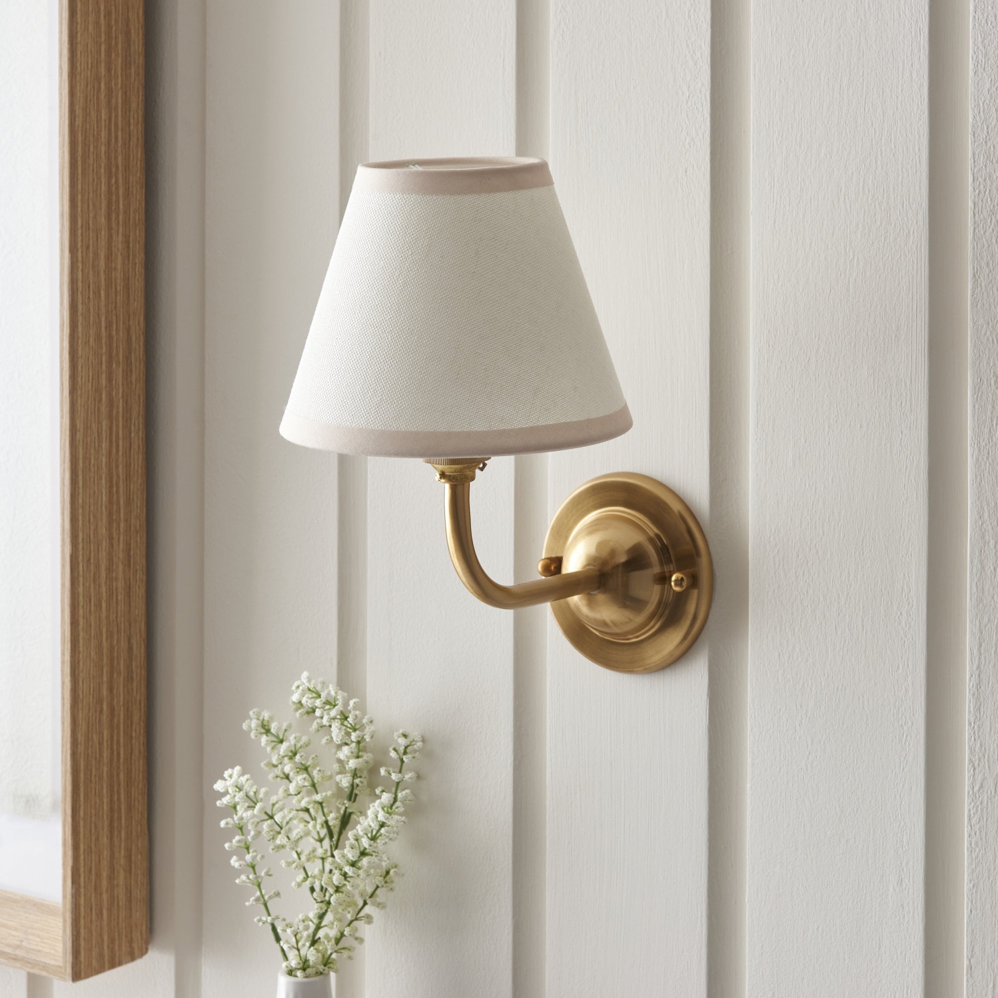 Endon Dome Arc Wall Light & Ivy 16cm Vintage White Shade