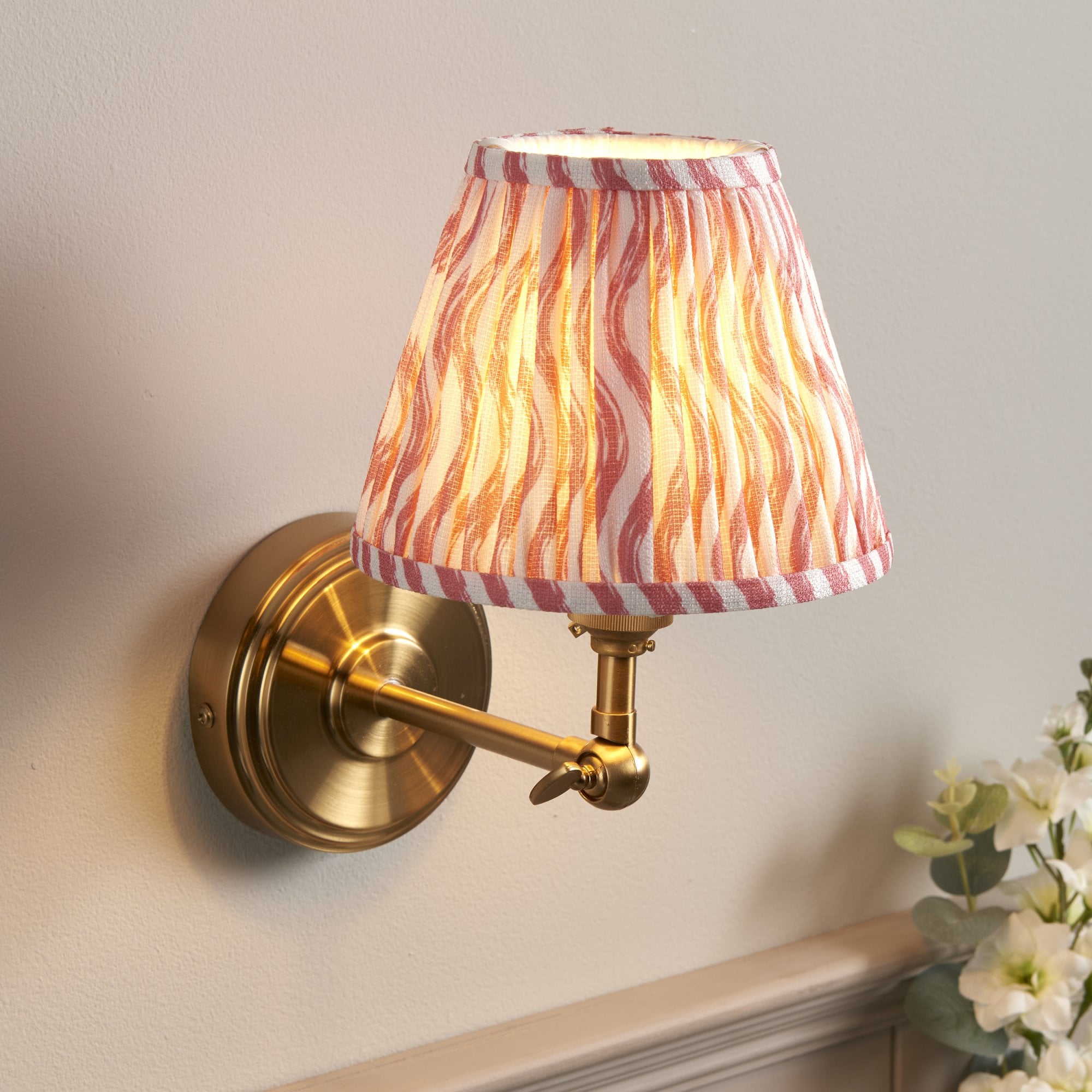 Endon Step Wing Wall Light & Ripple 16cm Coral Pink Shade