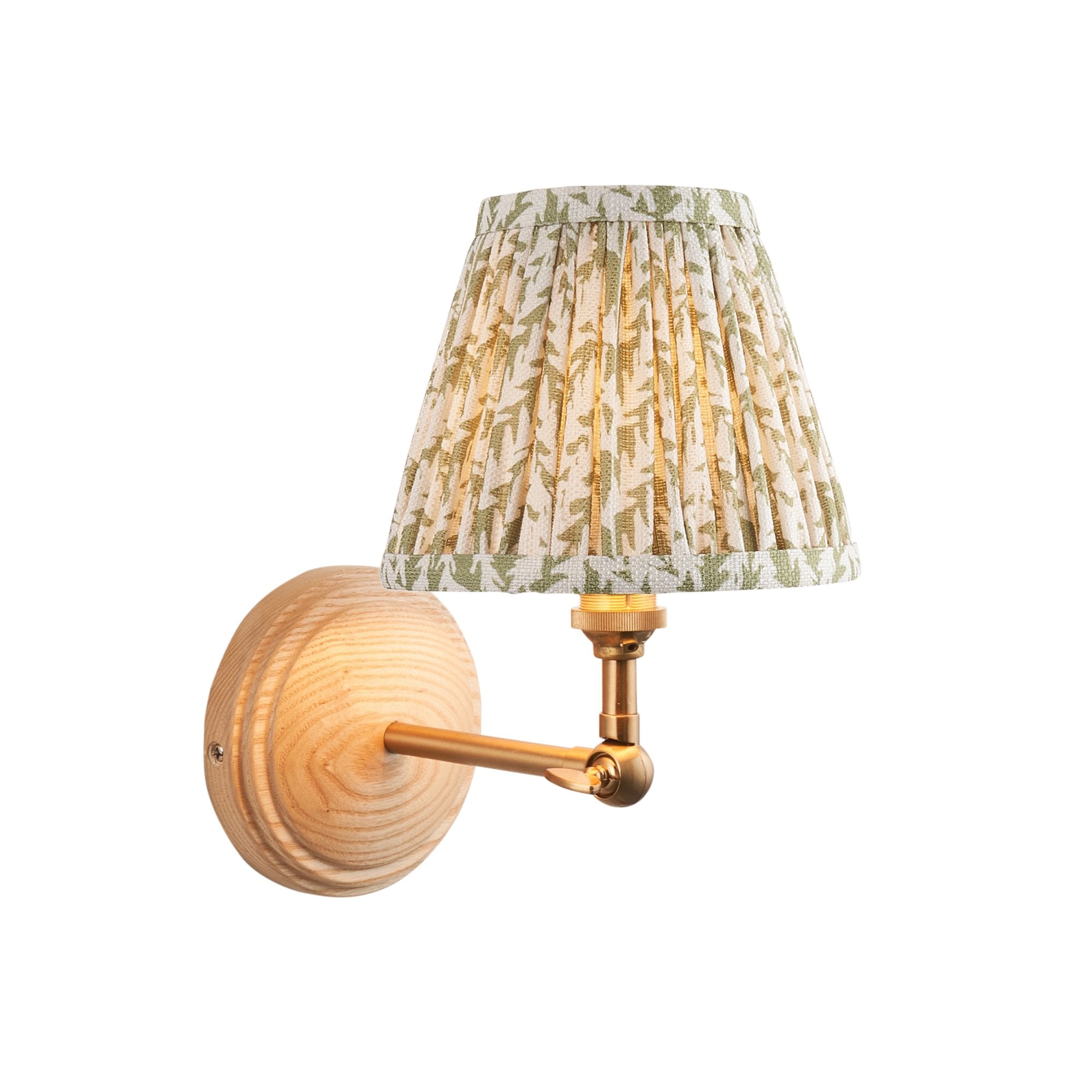 Endon Wood Wing Wall Light & Leaf 16cm Herb Garden Green Shade