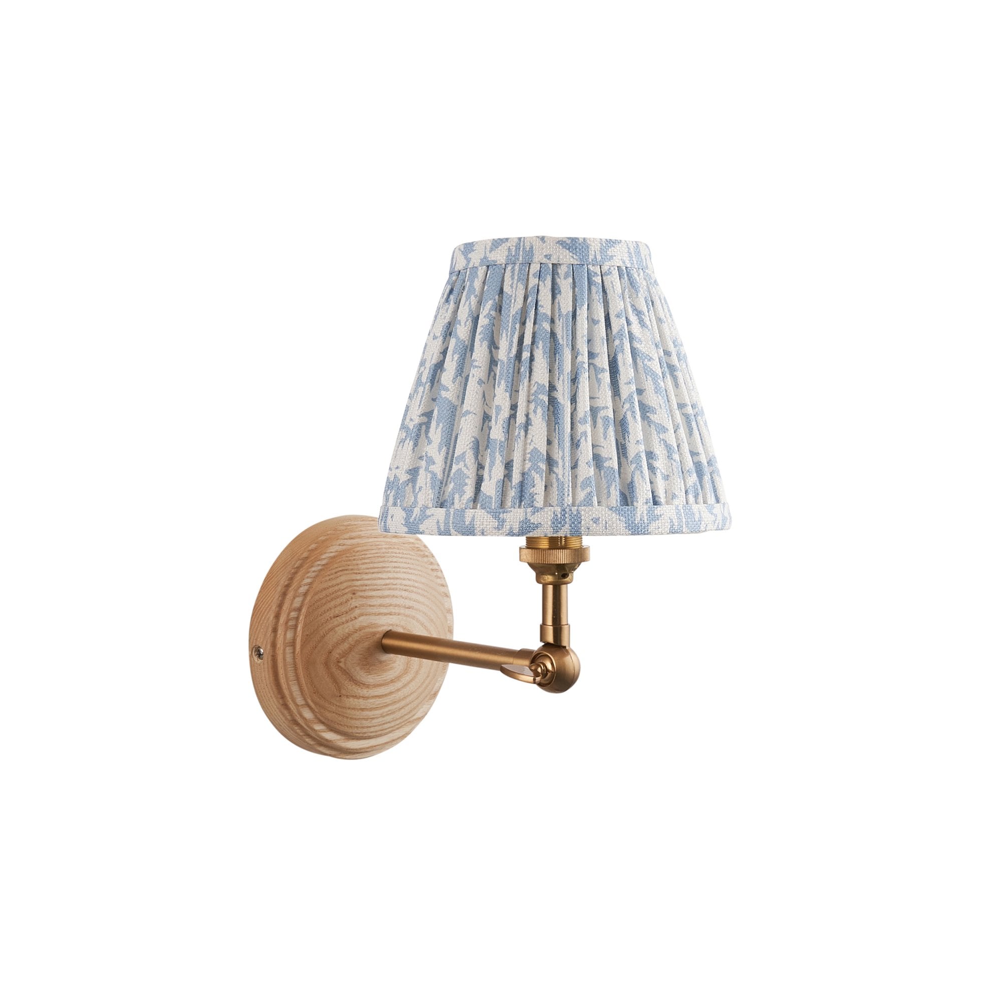 Endon Wood Wing Wall Light & Leaf 16cm Shell Bay Blue Shade