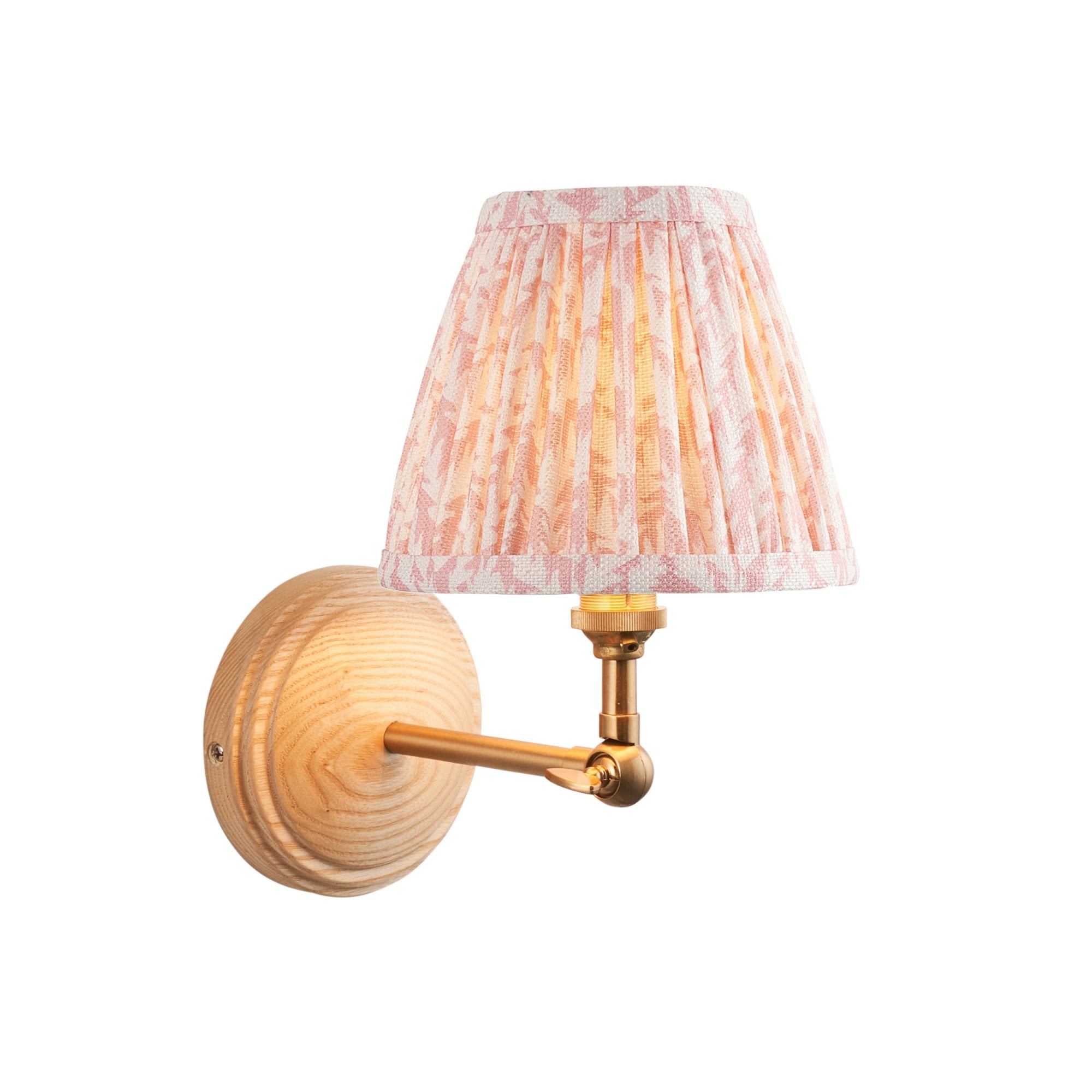 Endon Wood Wing Wall Light & Leaf 16cm Peachy Keen Shade