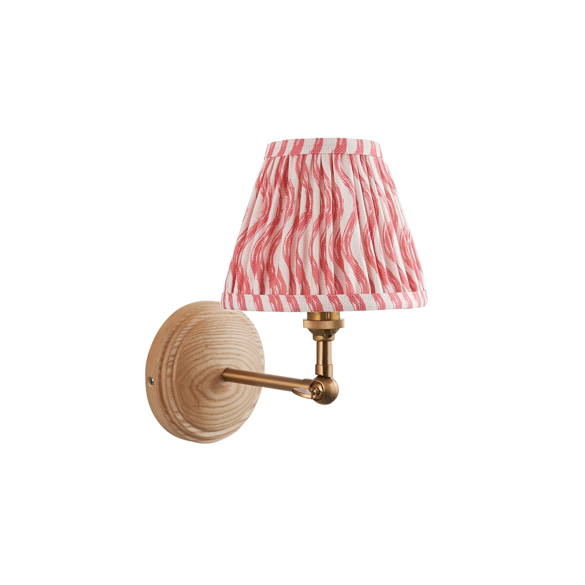 Endon Wood Wing Wall Light & Ripple 16cm Coral Pink Shade