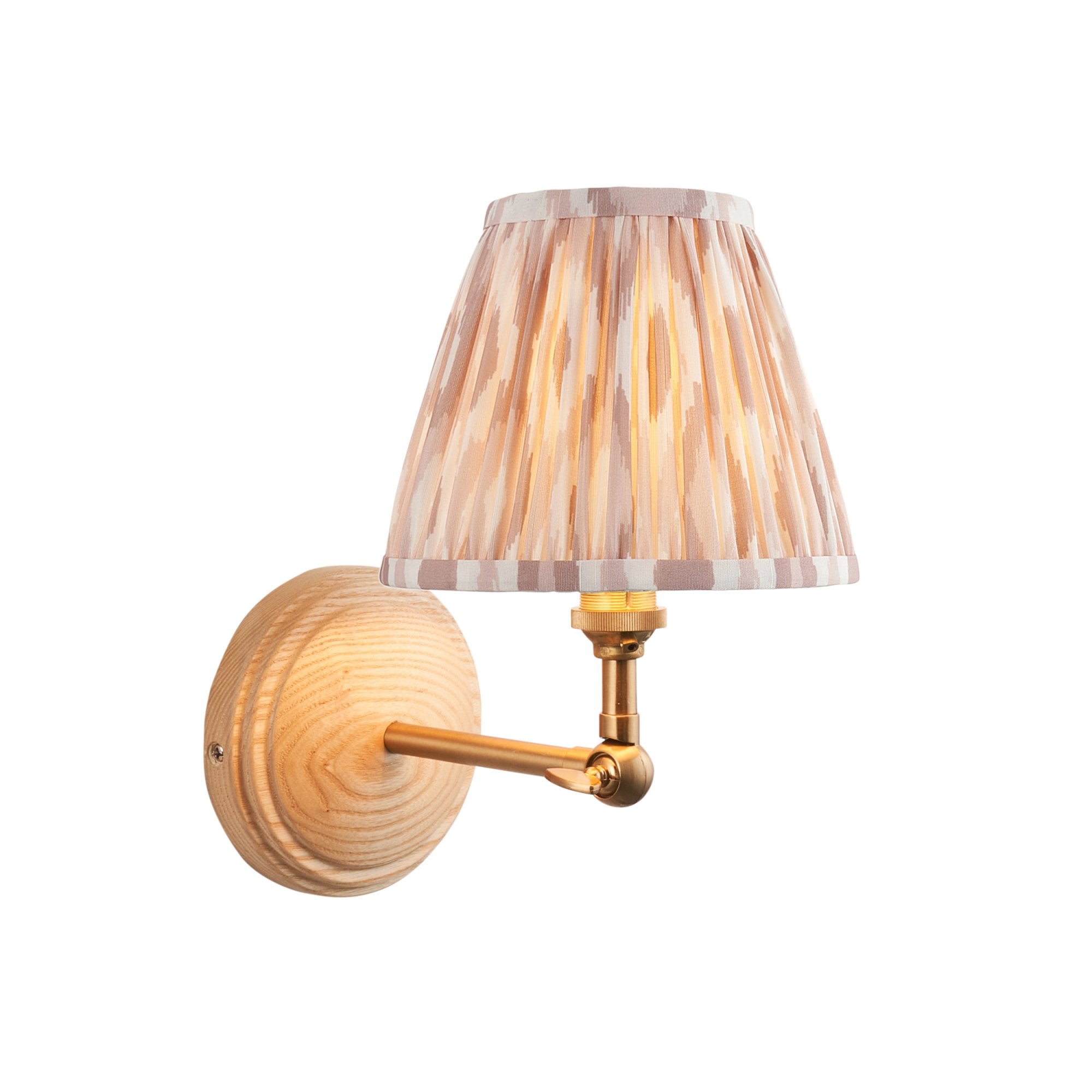 Endon Wood Wing Wall Light & Ikat 16cm Neutral Shade