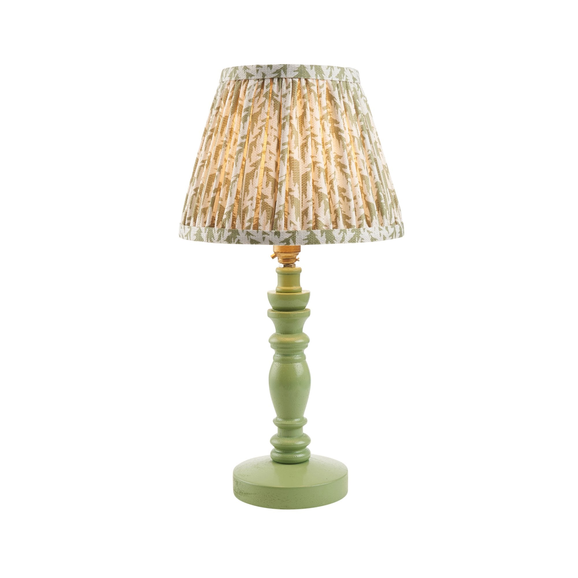 Endon Bibury Satin Cotswold Green Table Lamp & Leaf 20cm Herb Garden Green Shade