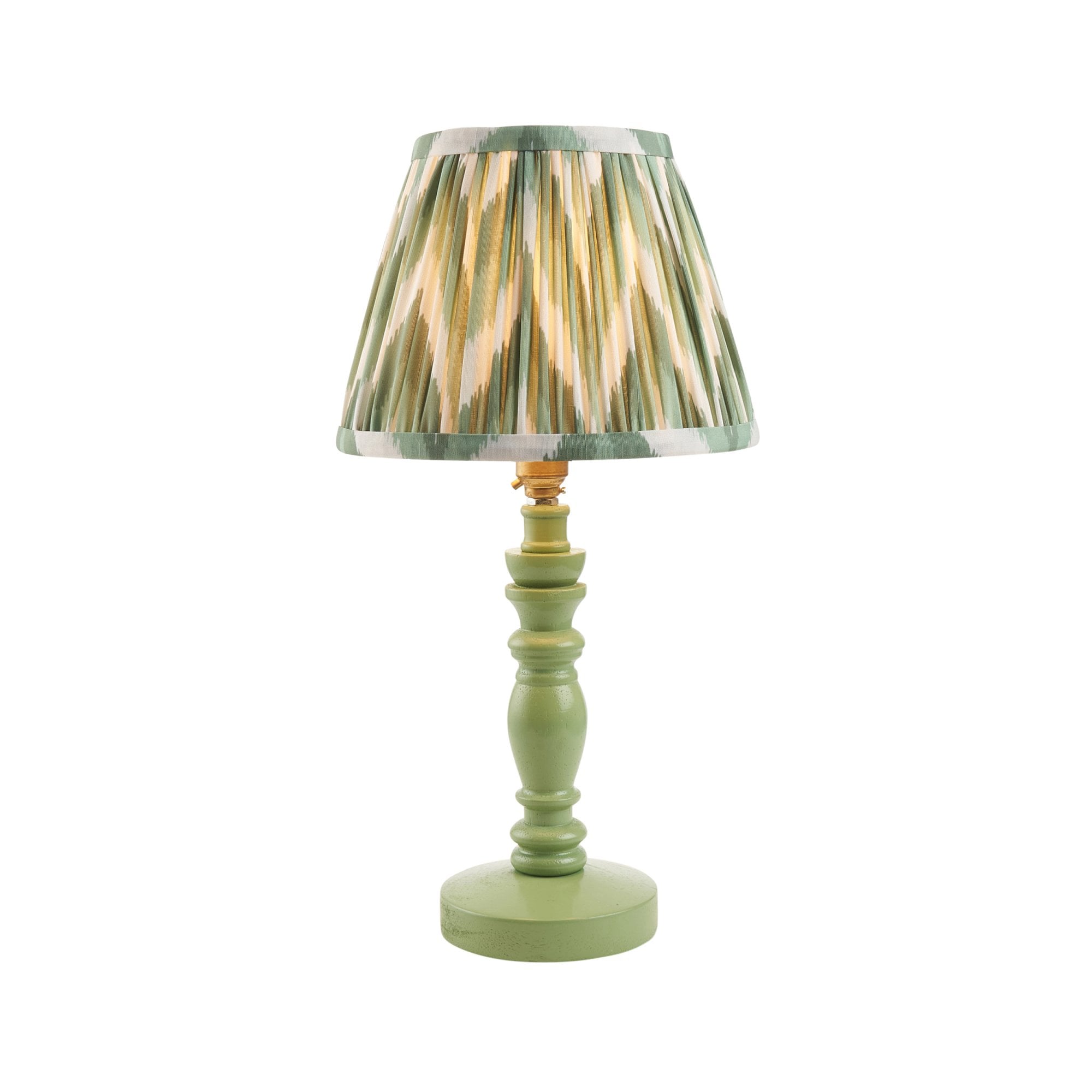 Endon Bibury Satin Cotswold Green Table Lamp & Zigzag 20cm Cotswold Green Shade
