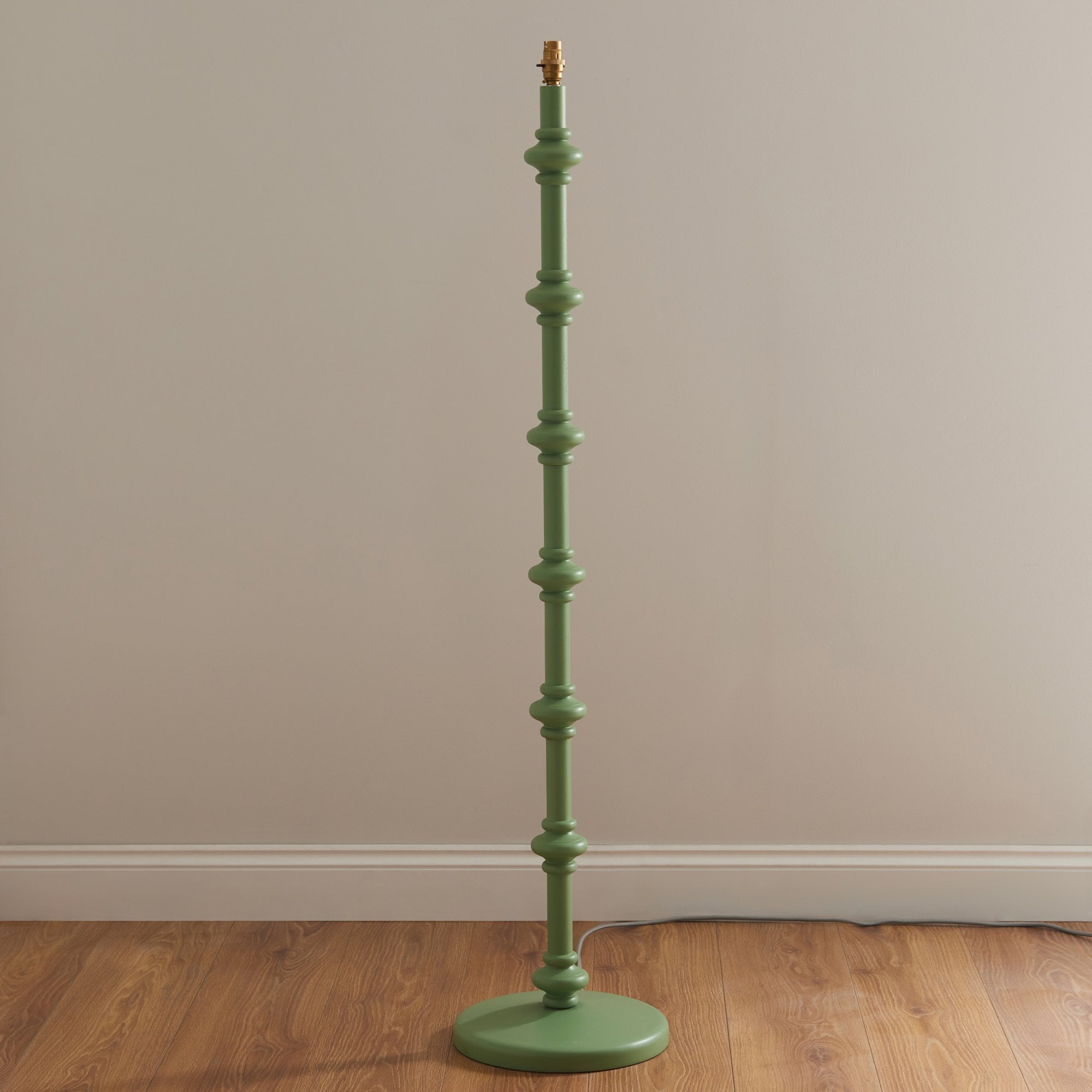 Endon Carnaby Satin Cotswold Green Floor Lamp & Ripple 35cm Coral Pink Shade