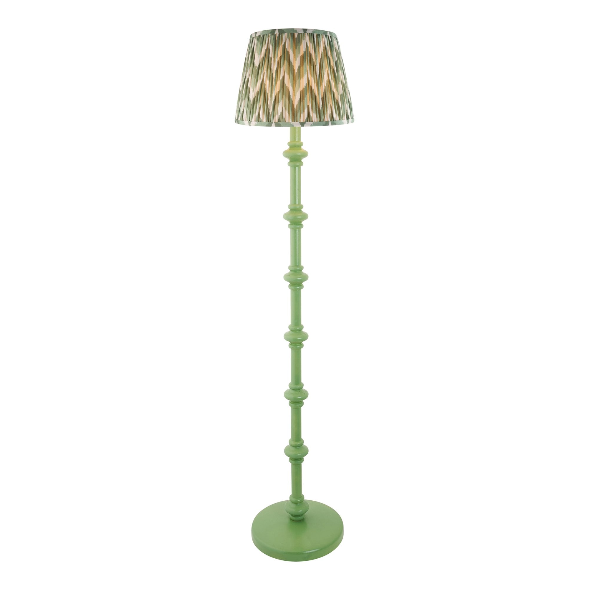 Endon Carnaby Satin Cotswold Green Floor Lamp & Zigzag 35cm Cotswold Green Shade