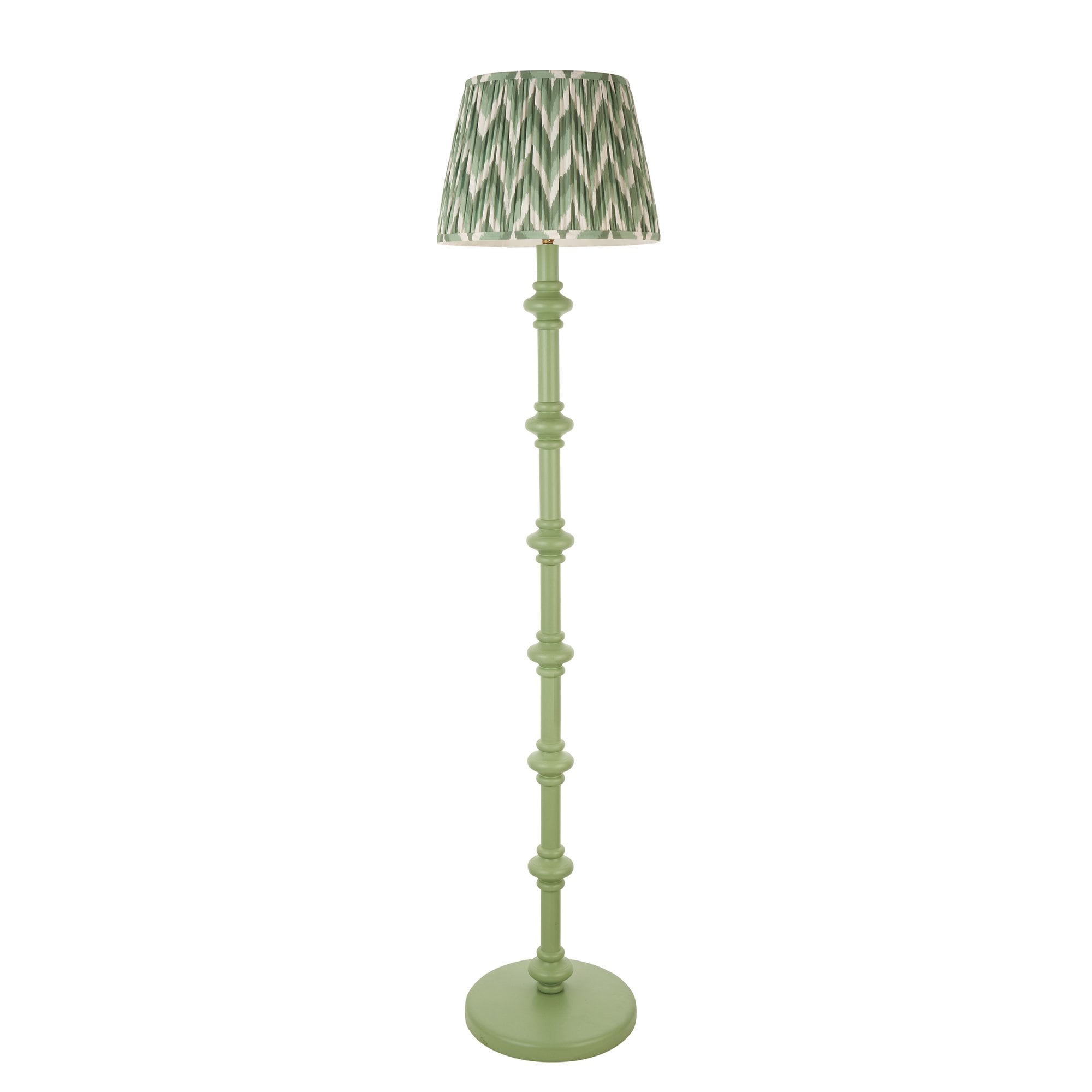 Endon Carnaby Satin Cotswold Green Floor Lamp & Zigzag 35cm Cotswold Green Shade
