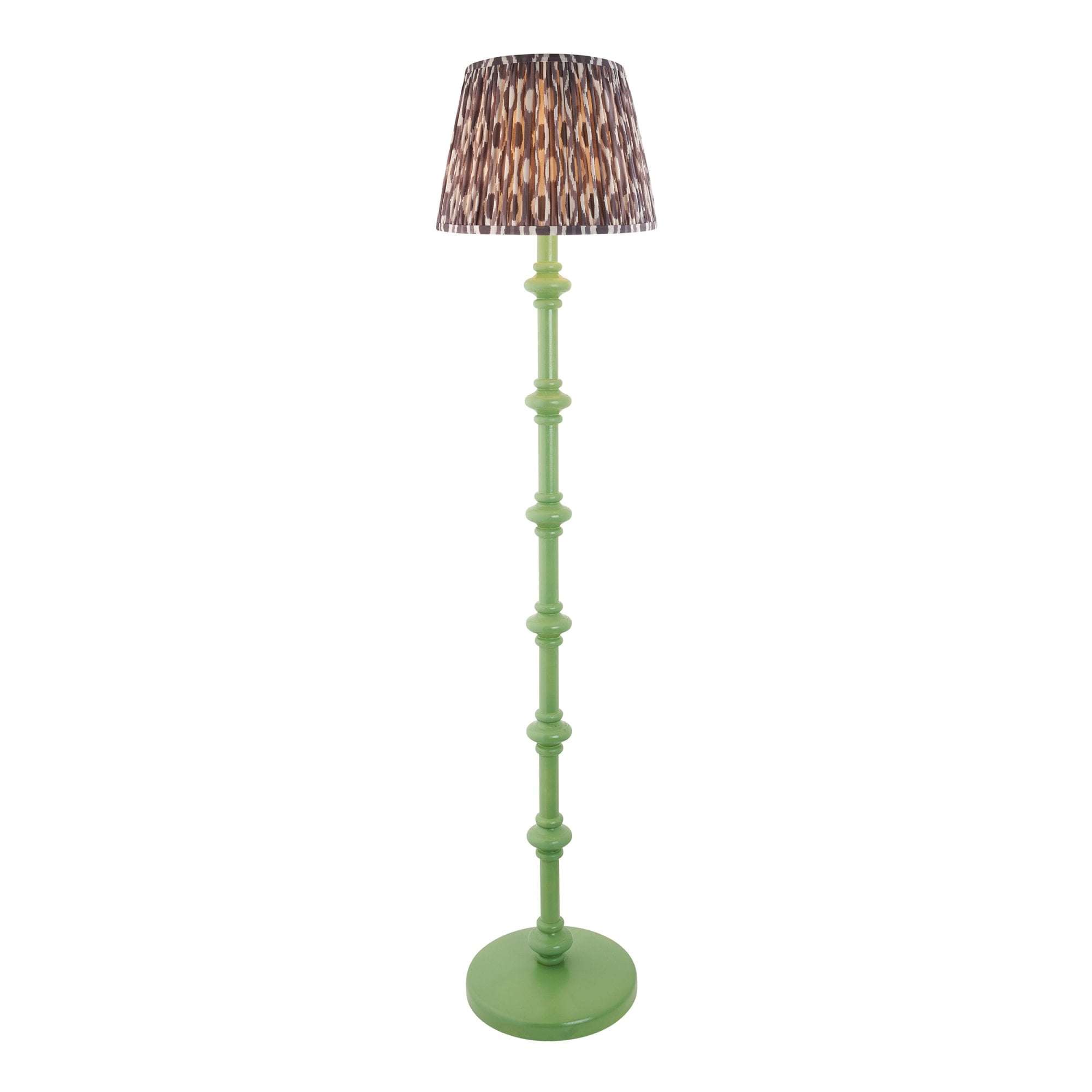 Endon Carnaby Satin Cotswold Green Floor Lamp & Ikat 35cm Pearl Grey Shade