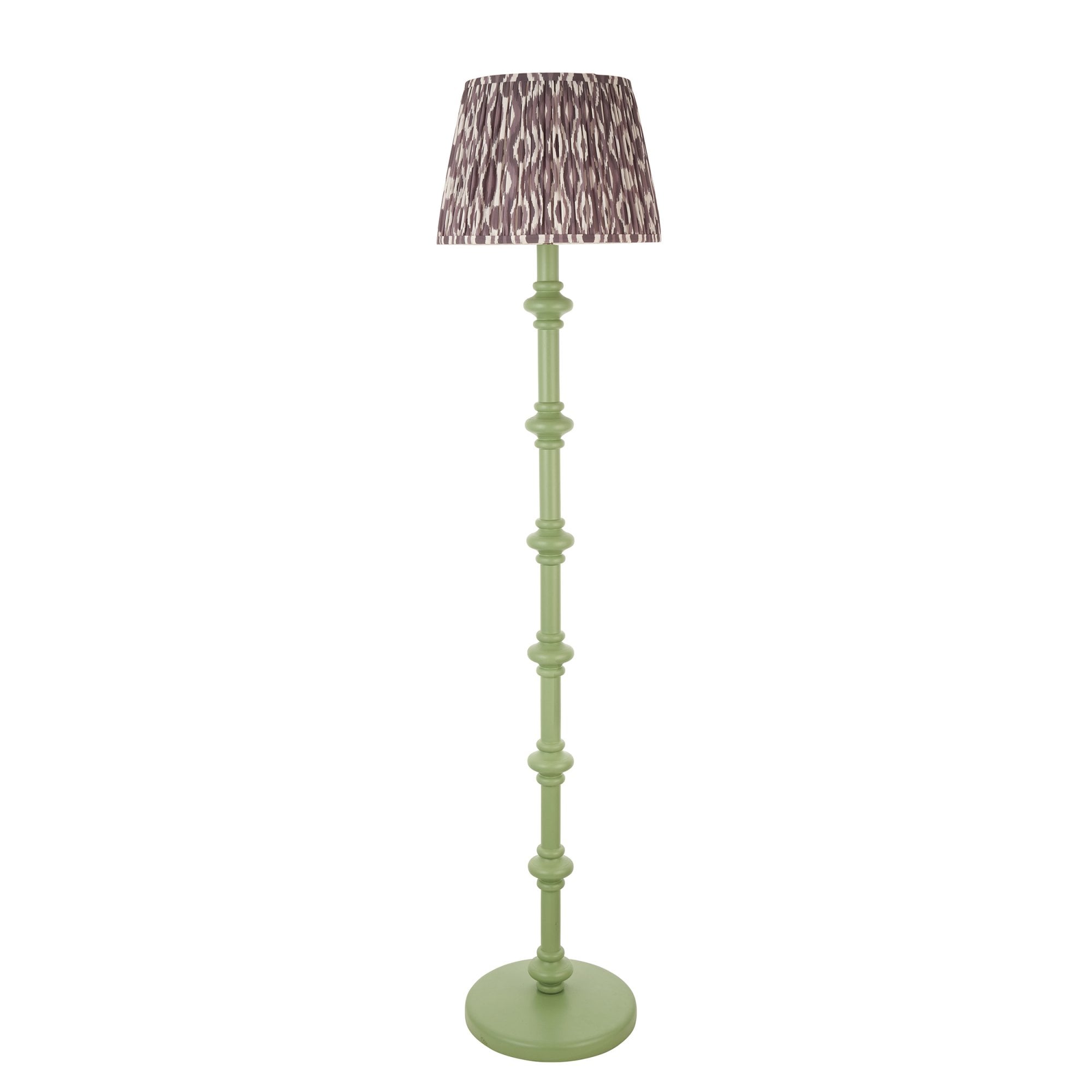 Endon Carnaby Satin Cotswold Green Floor Lamp & Ikat 35cm Pearl Grey Shade
