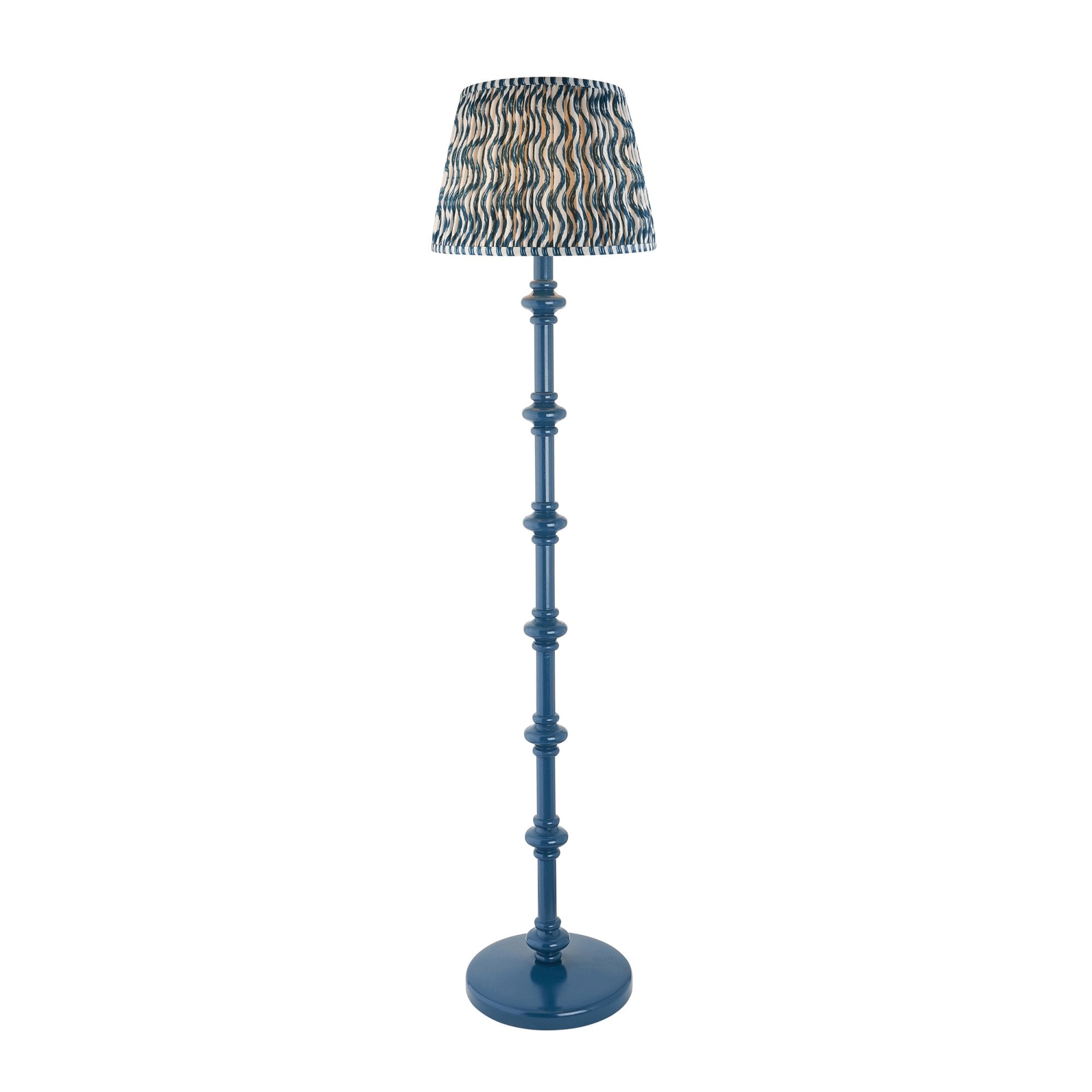 Endon Carnaby Satin Marlin Blue Floor Lamp & Ripple 35cm Marlin Blue Shade