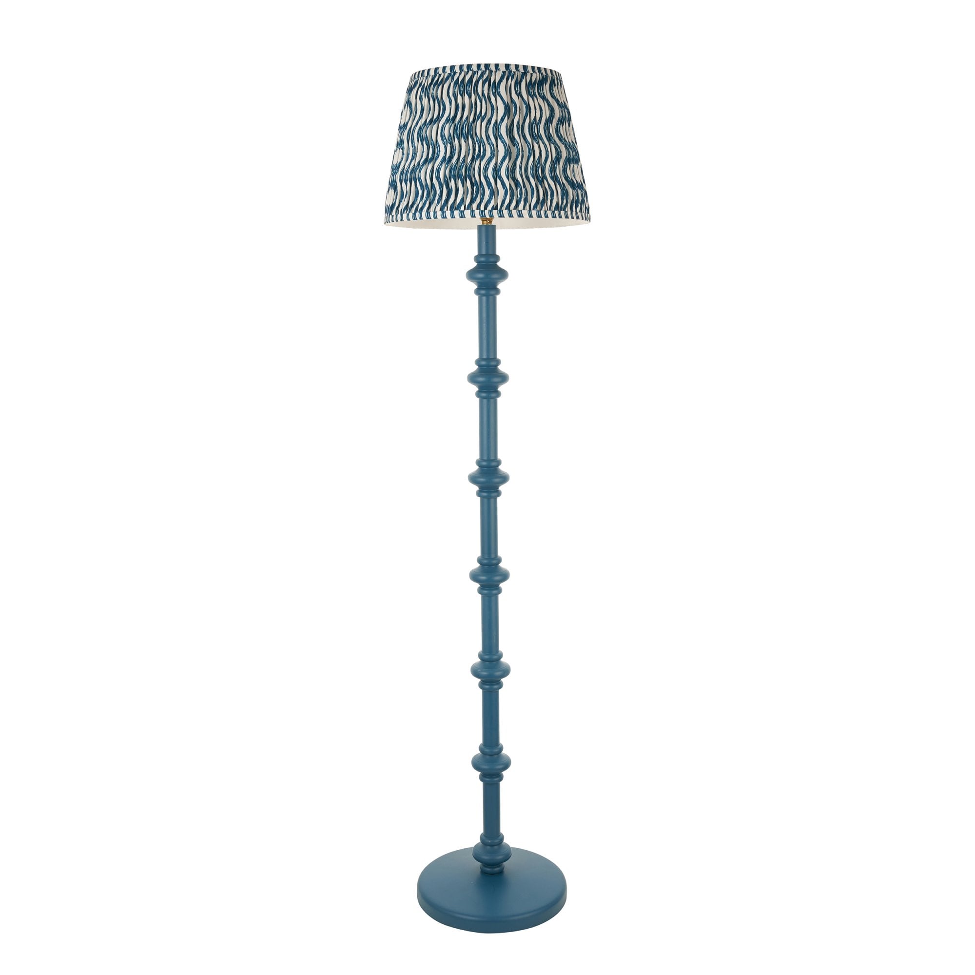 Endon Carnaby Satin Marlin Blue Floor Lamp & Ripple 35cm Marlin Blue Shade