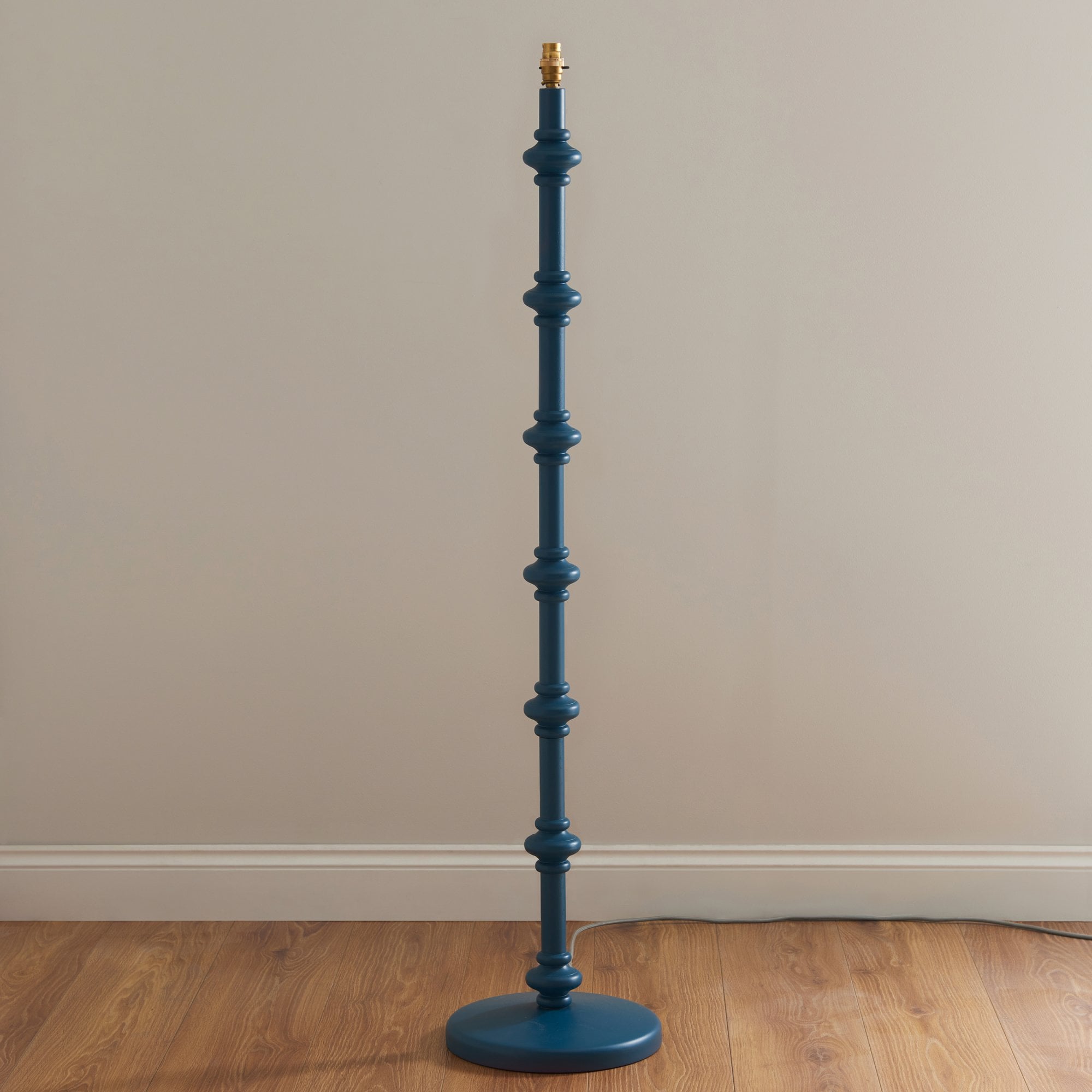 Endon Carnaby Satin Marlin Blue Floor Lamp & Ripple 35cm Coral Pink Shade