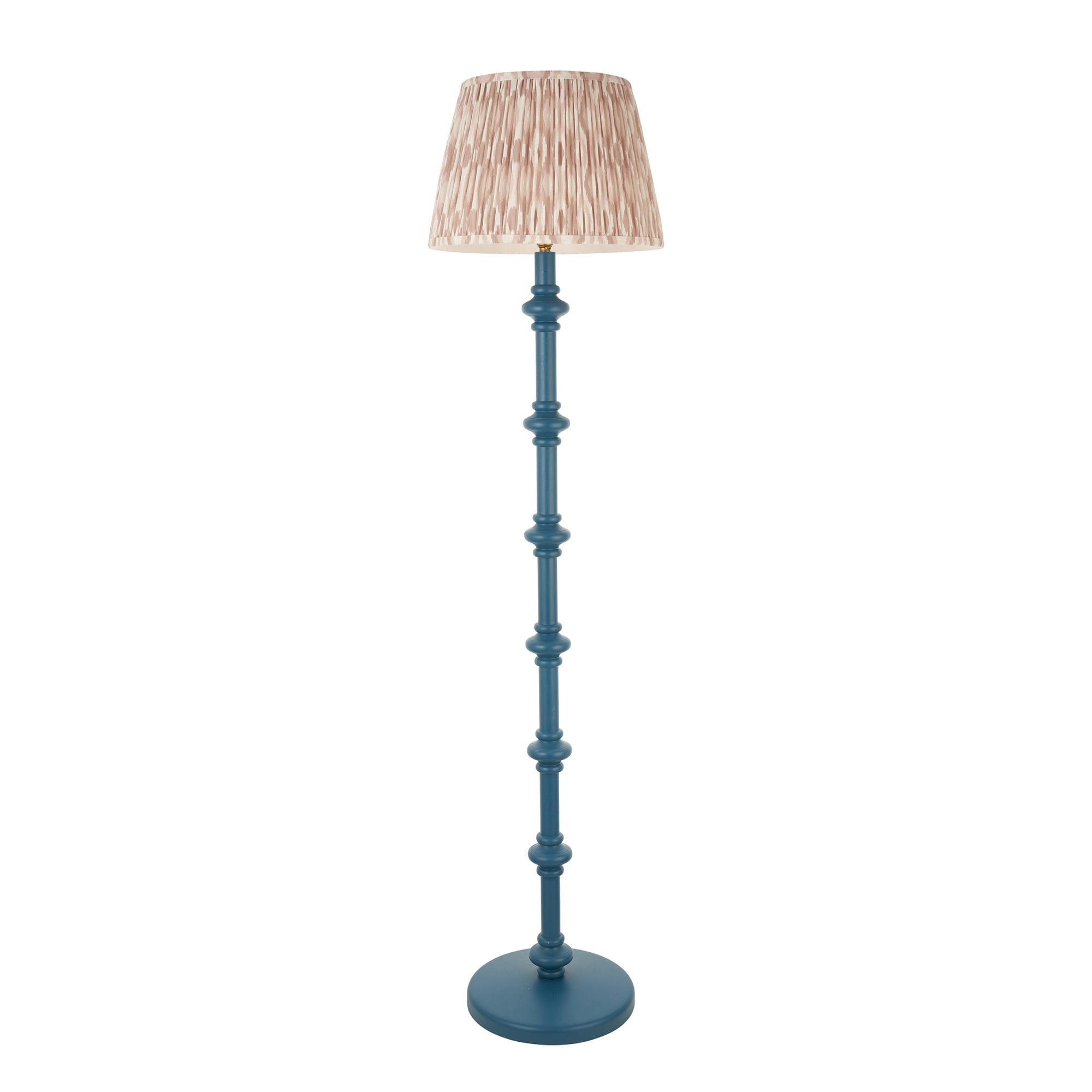 Endon Carnaby Satin Marlin Blue Floor Lamp & Ikat 35cm Neutral Shade